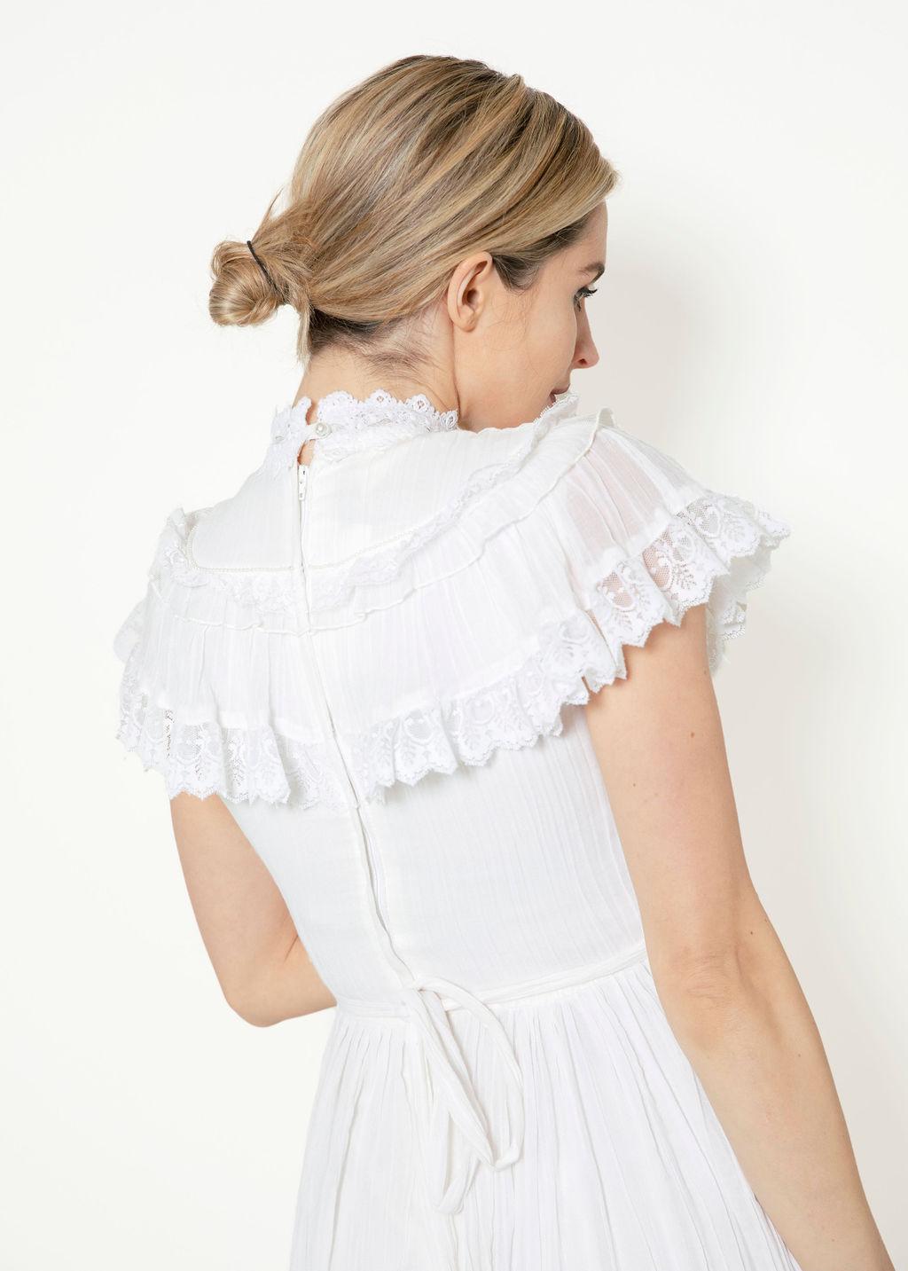 Women's Gunne Sax Cotton Lace High Neck Victorian Style Dress For Sale