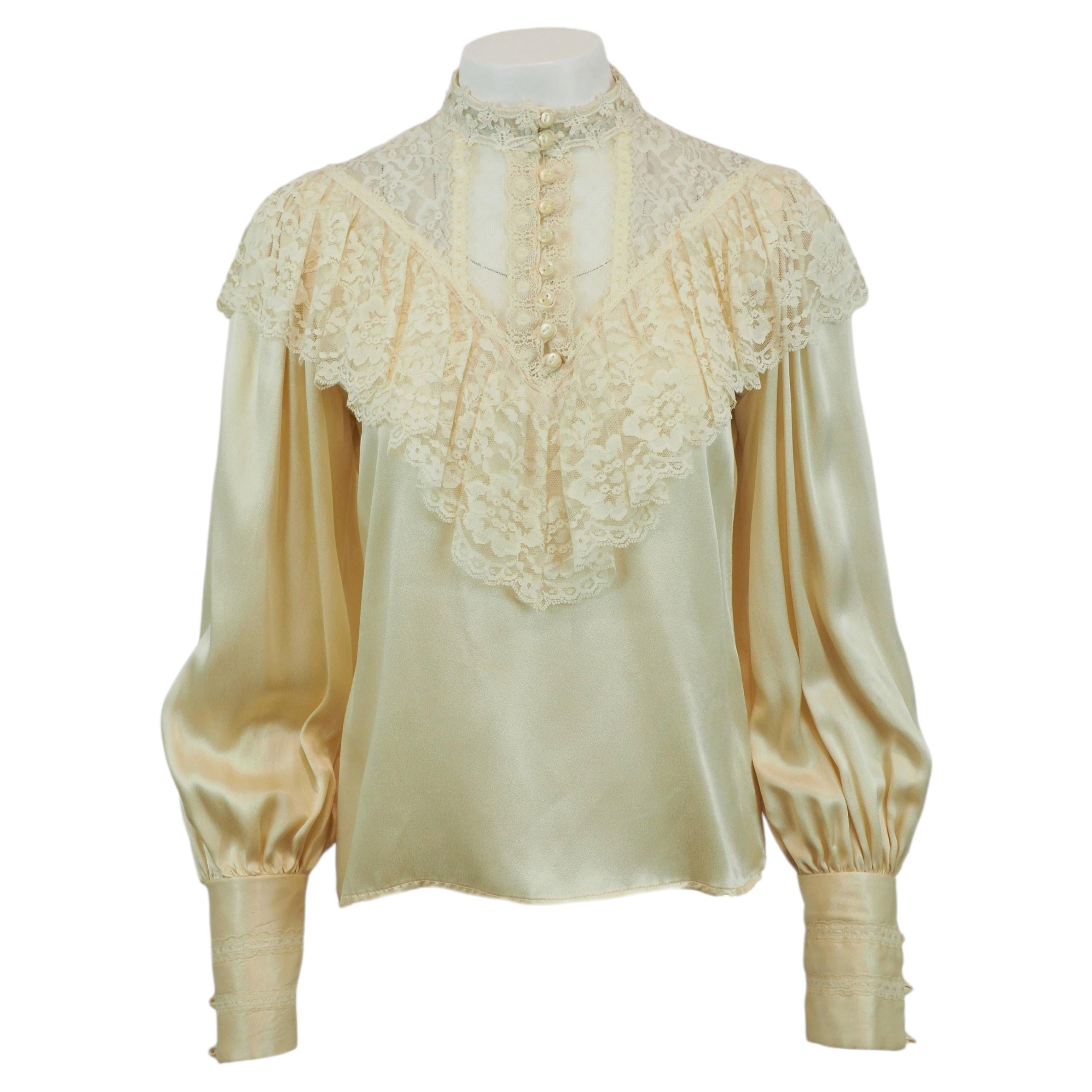 Gunne Sax Cotton Victorian Style Blouse For Sale