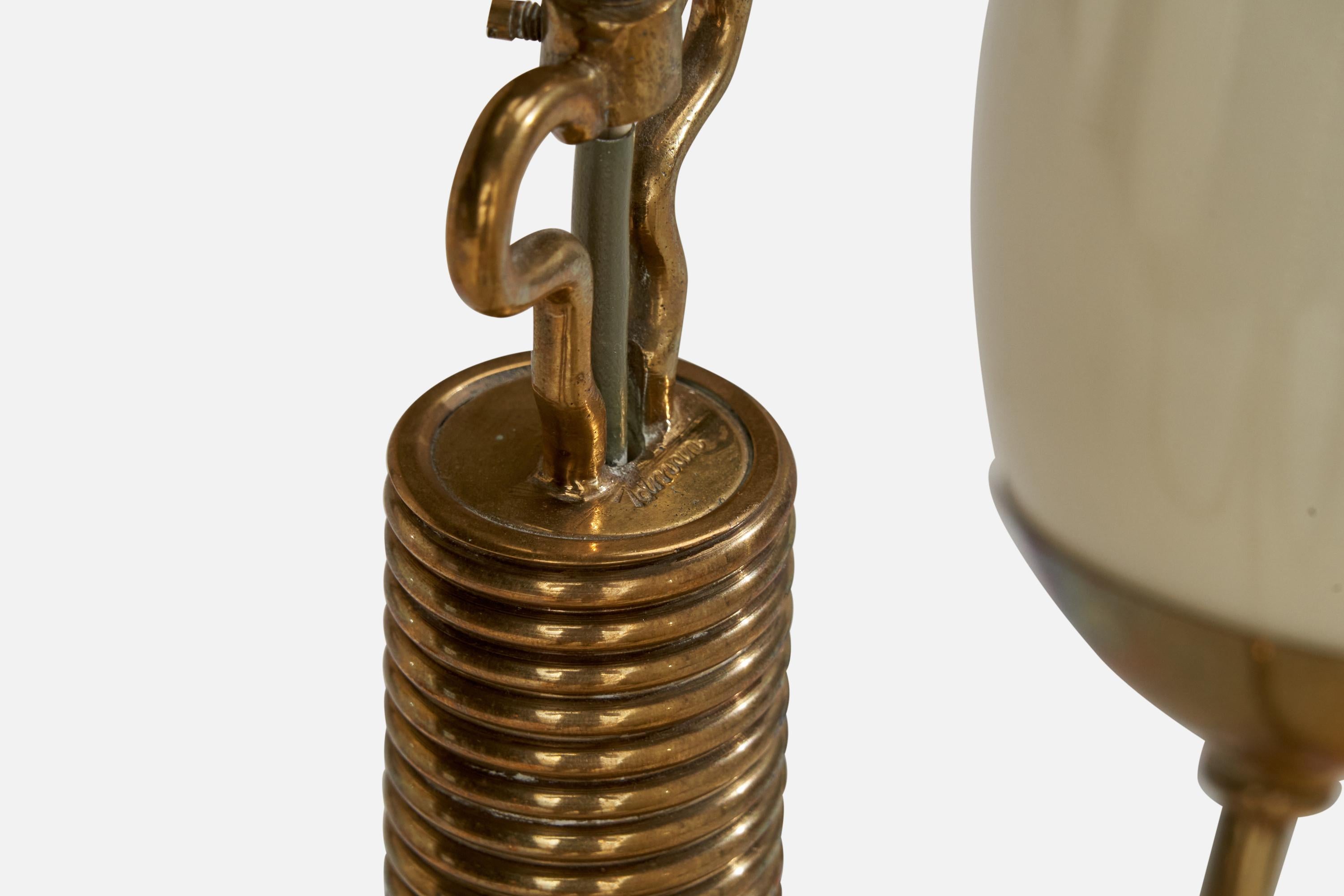 Gunnel Nyman, Chandelier, Brass, Glass, Finland, 1940s For Sale 2