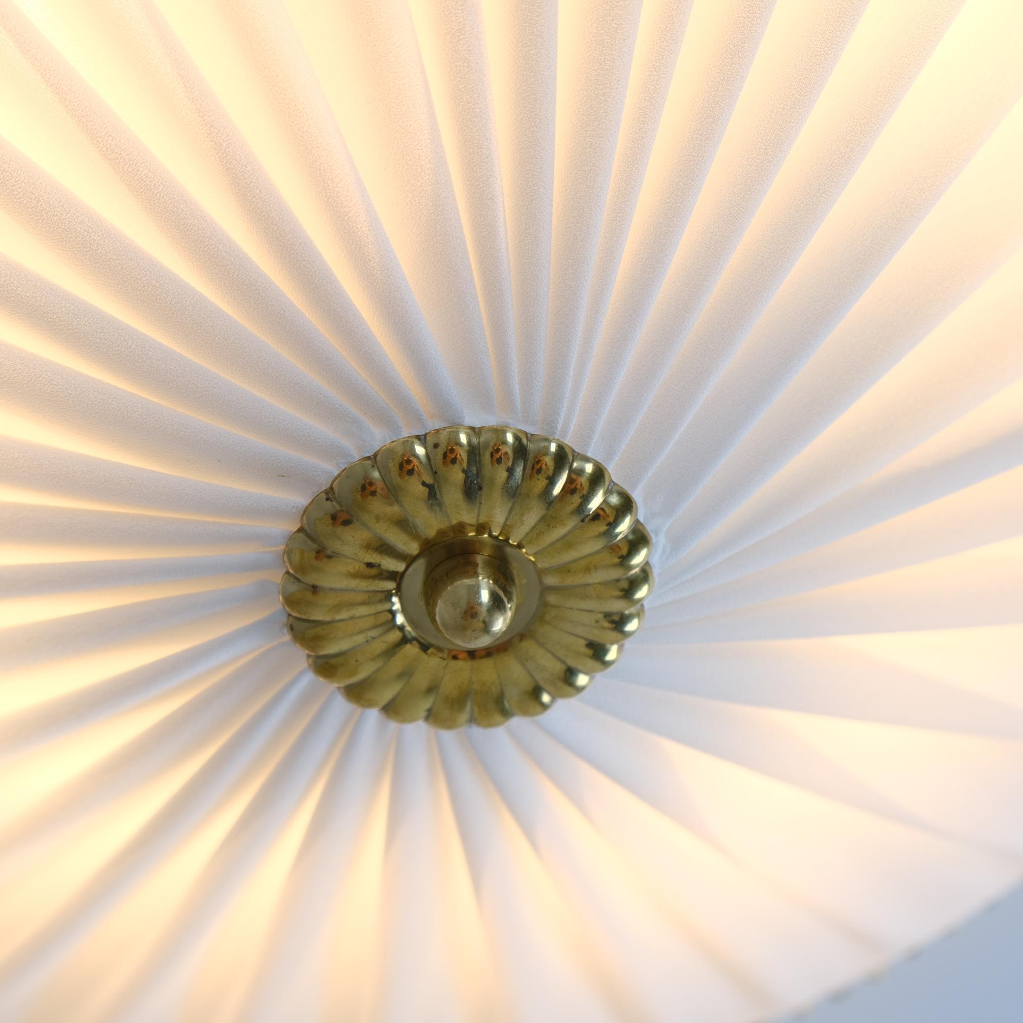 Metal Gunnel Nyman Flush Mount In Brass and Fabric, Model K5-40, Idman 1950s For Sale
