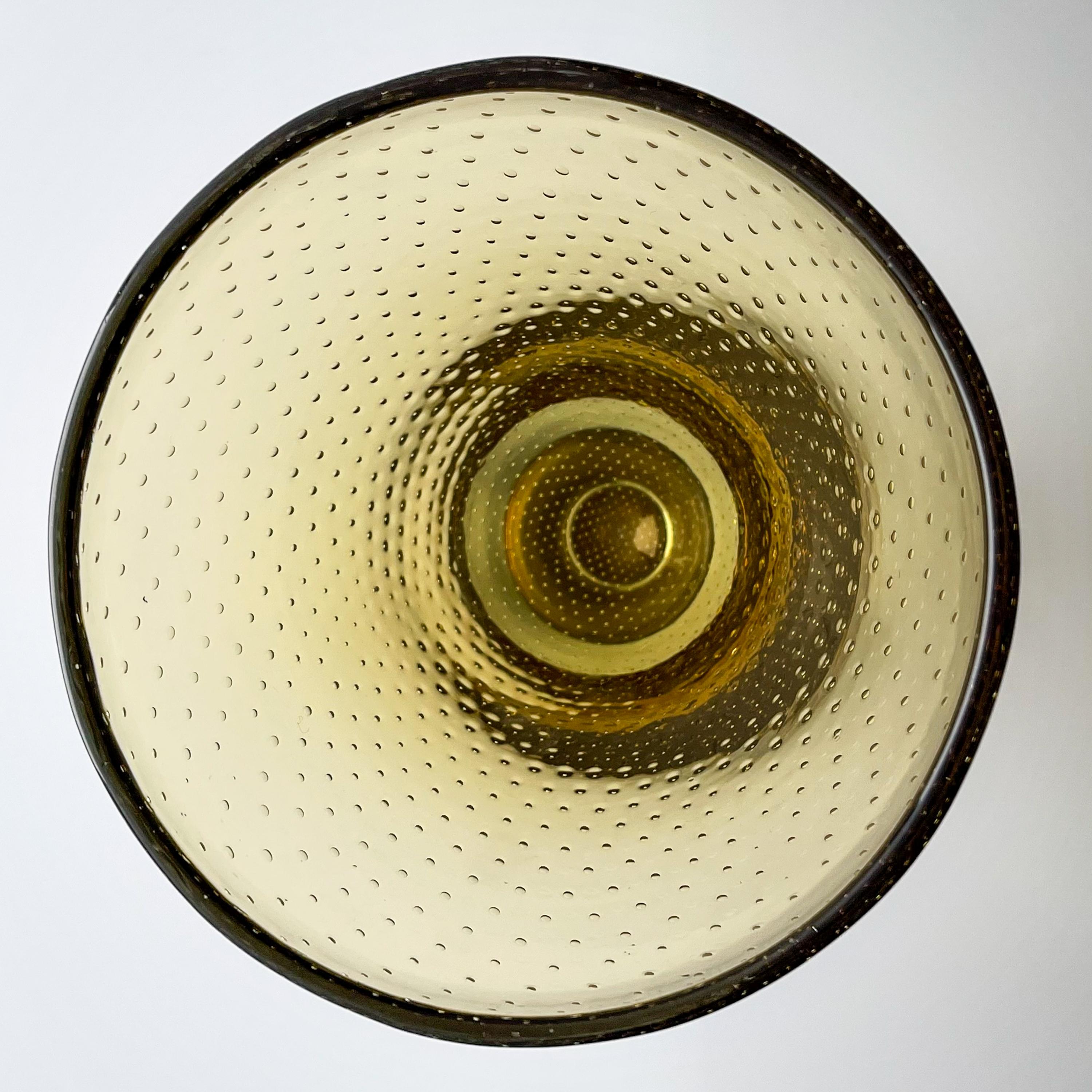 Mid-20th Century Scandinavian Modern Gunnel Nyman Amber and clear Art Glass Vase Handblown 1951 For Sale