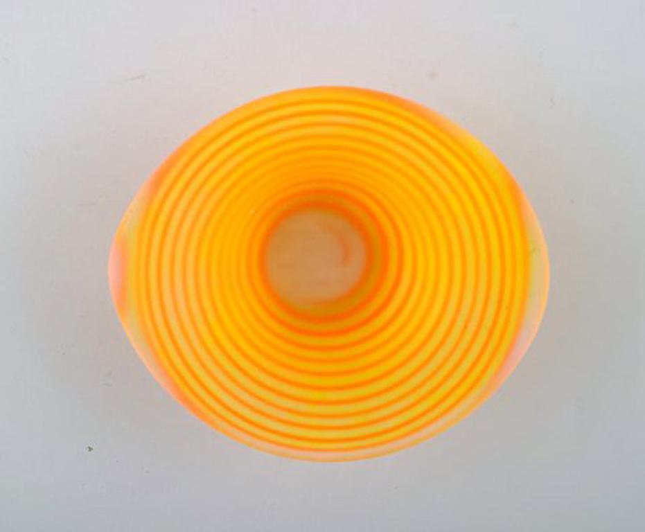 Modern Gunnel Sahlin for Kosta Boda Atellier, Sweden, Yellow Bowl in Art Glass