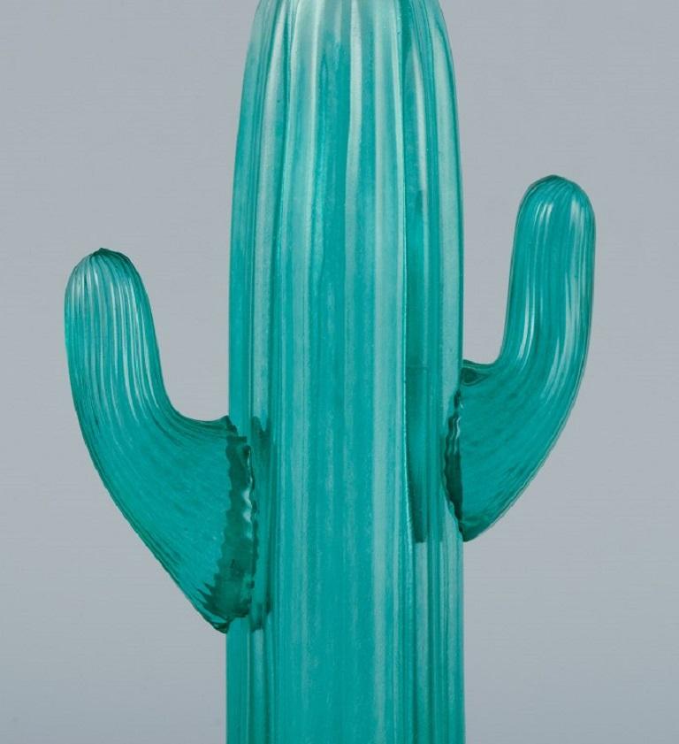Gunnel Sahlin for Kosta Boda, Cactus in Turquoise Art Glass, Approx. 1980s In Excellent Condition For Sale In Copenhagen, DK