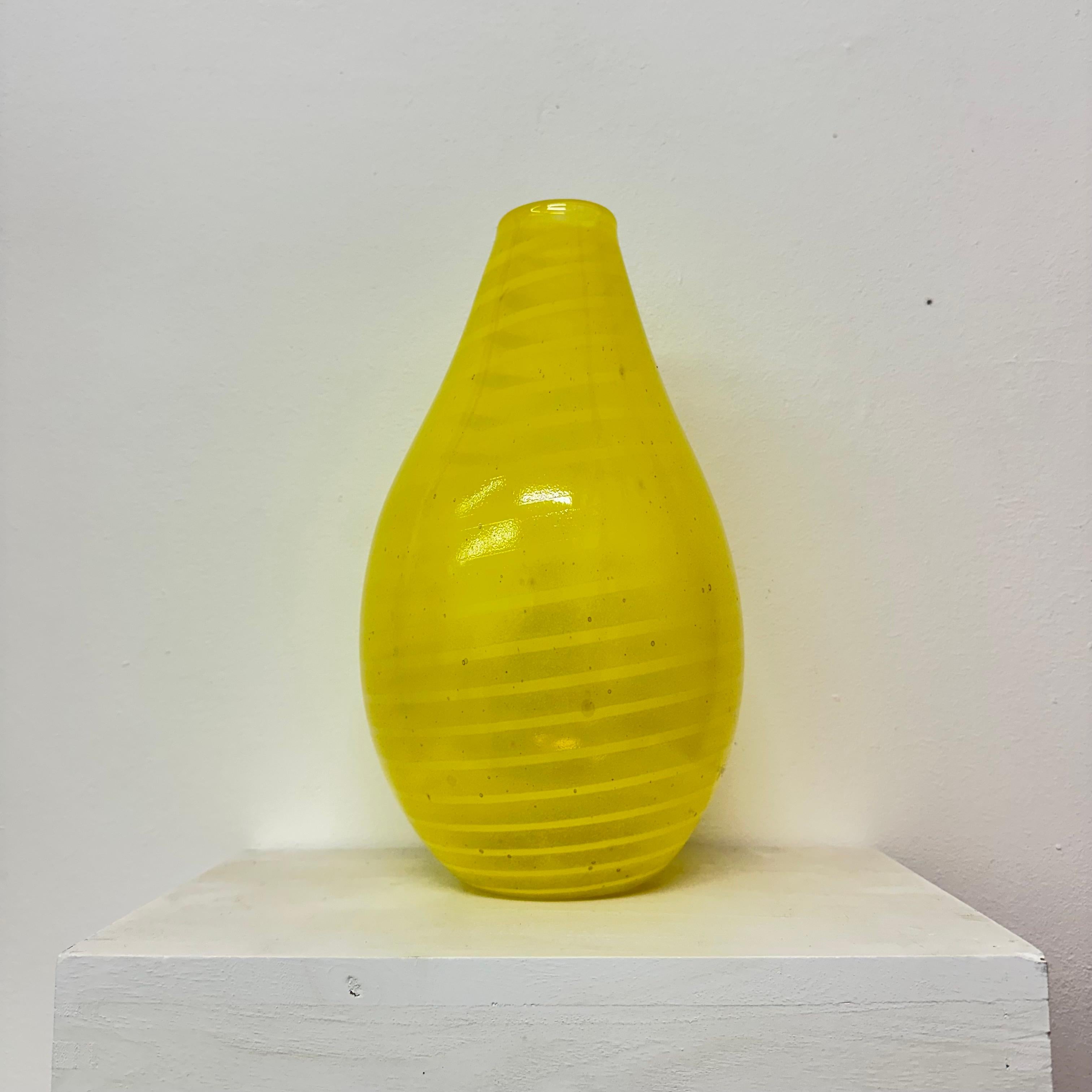 Gunnel Sahlin for Kosta boda Sweden yellow glass vase , 1990’s For Sale 3