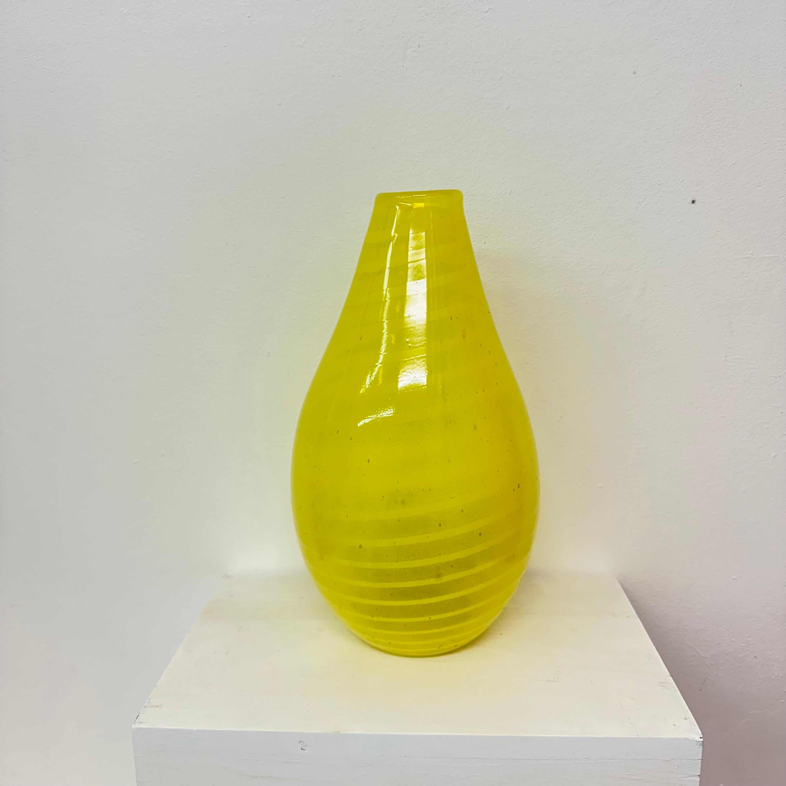 Gunnel Sahlin for Kosta boda Sweden yellow glass vase , 1990’s For Sale 4