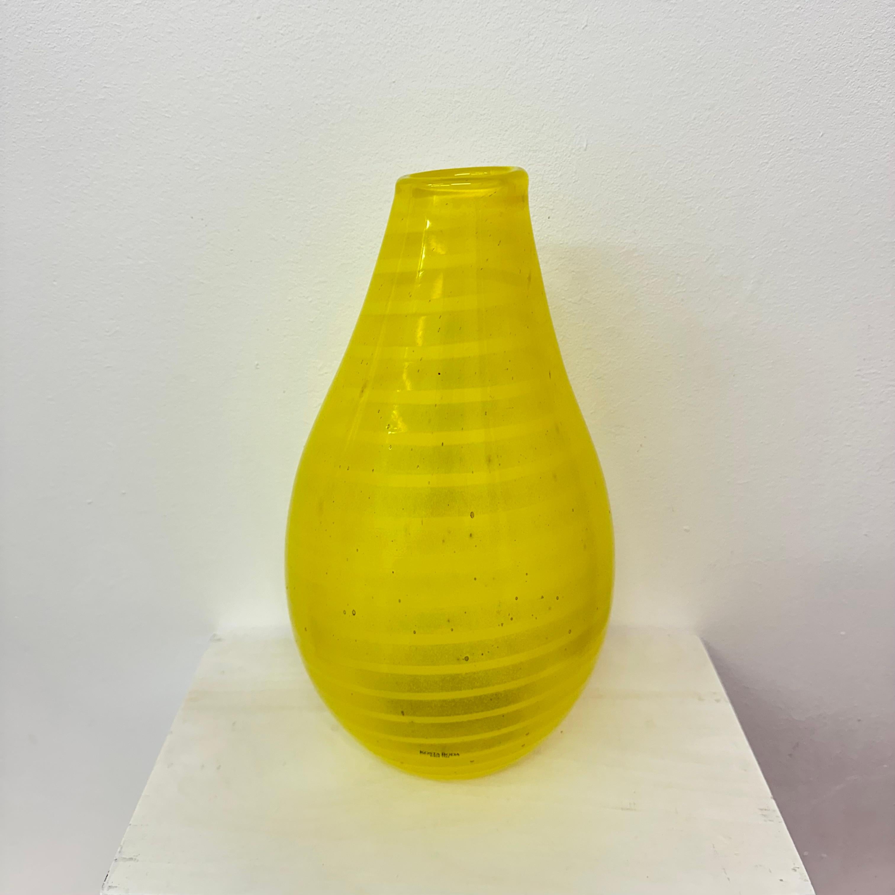 Gunnel Sahlin for Kosta boda Sweden yellow glass vase , 1990’s For Sale 5