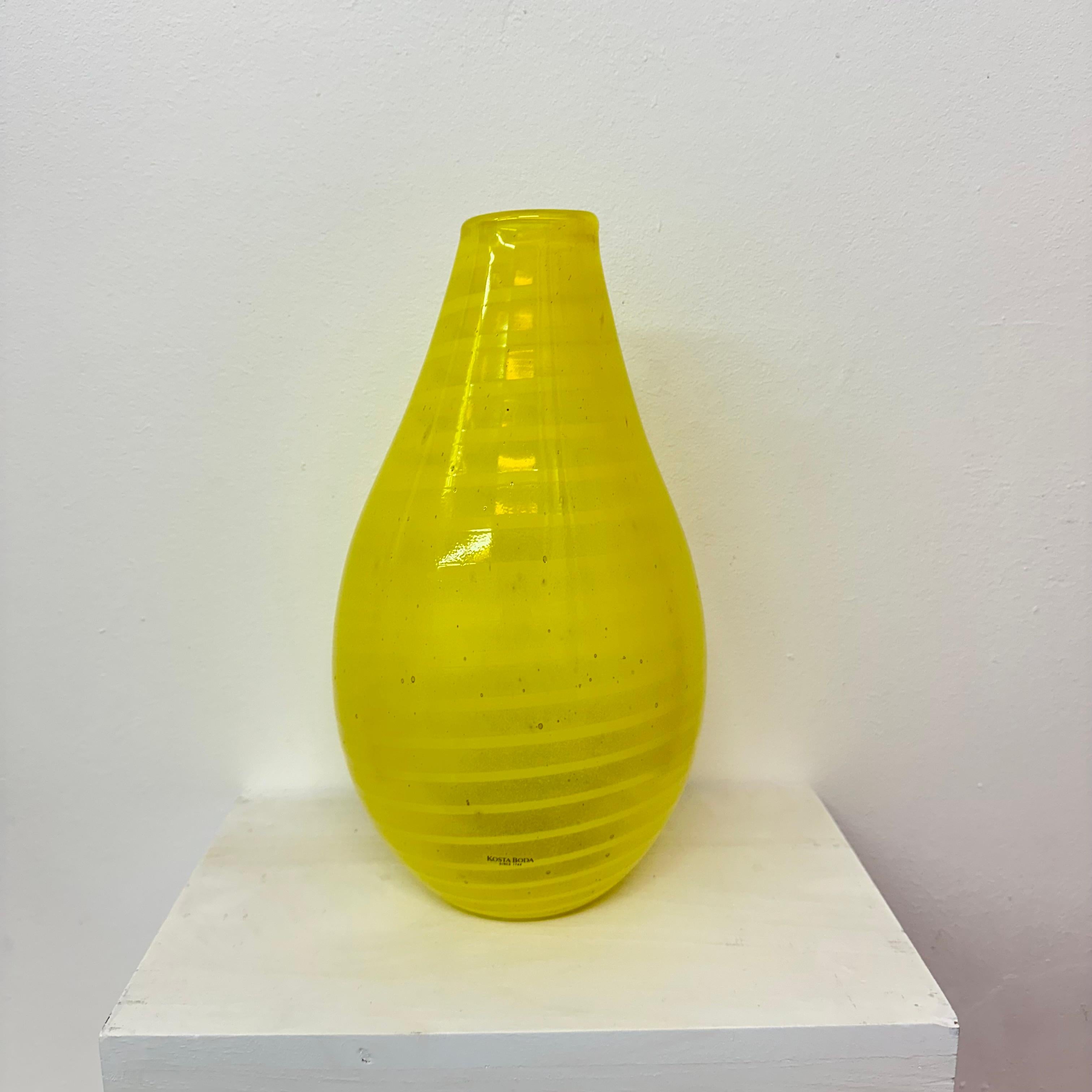 Gunnel Sahlin for Kosta boda Sweden yellow glass vase , 1990’s For Sale 6