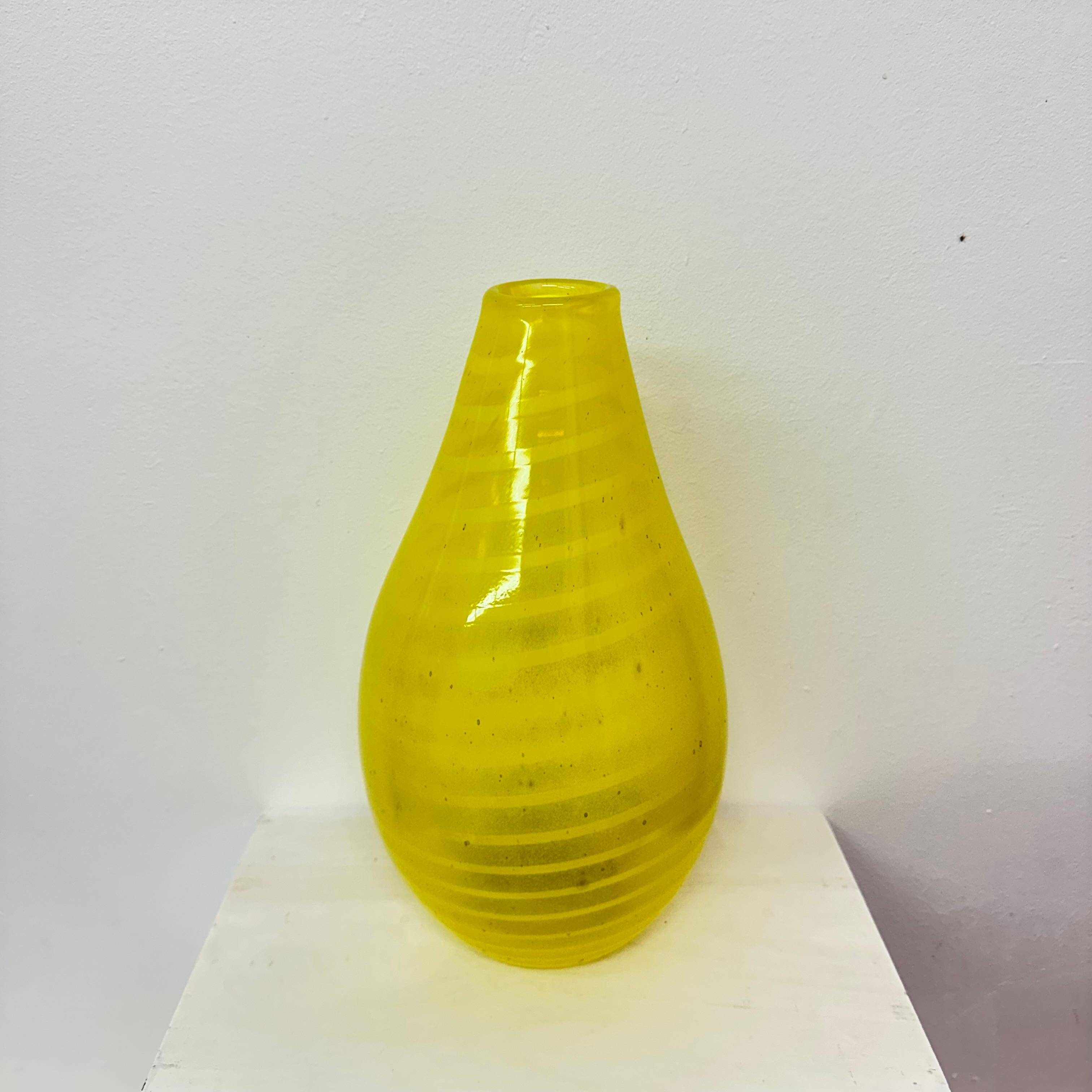 Gunnel Sahlin for Kosta boda Sweden yellow glass vase , 1990’s For Sale 6