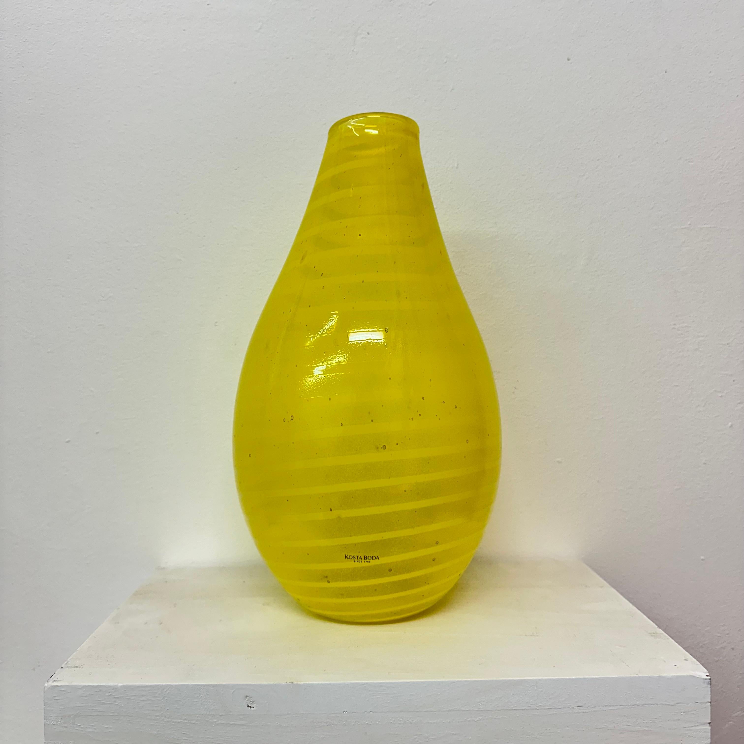 Gunnel Sahlin for Kosta boda Sweden yellow glass vase , 1990’s For Sale 7