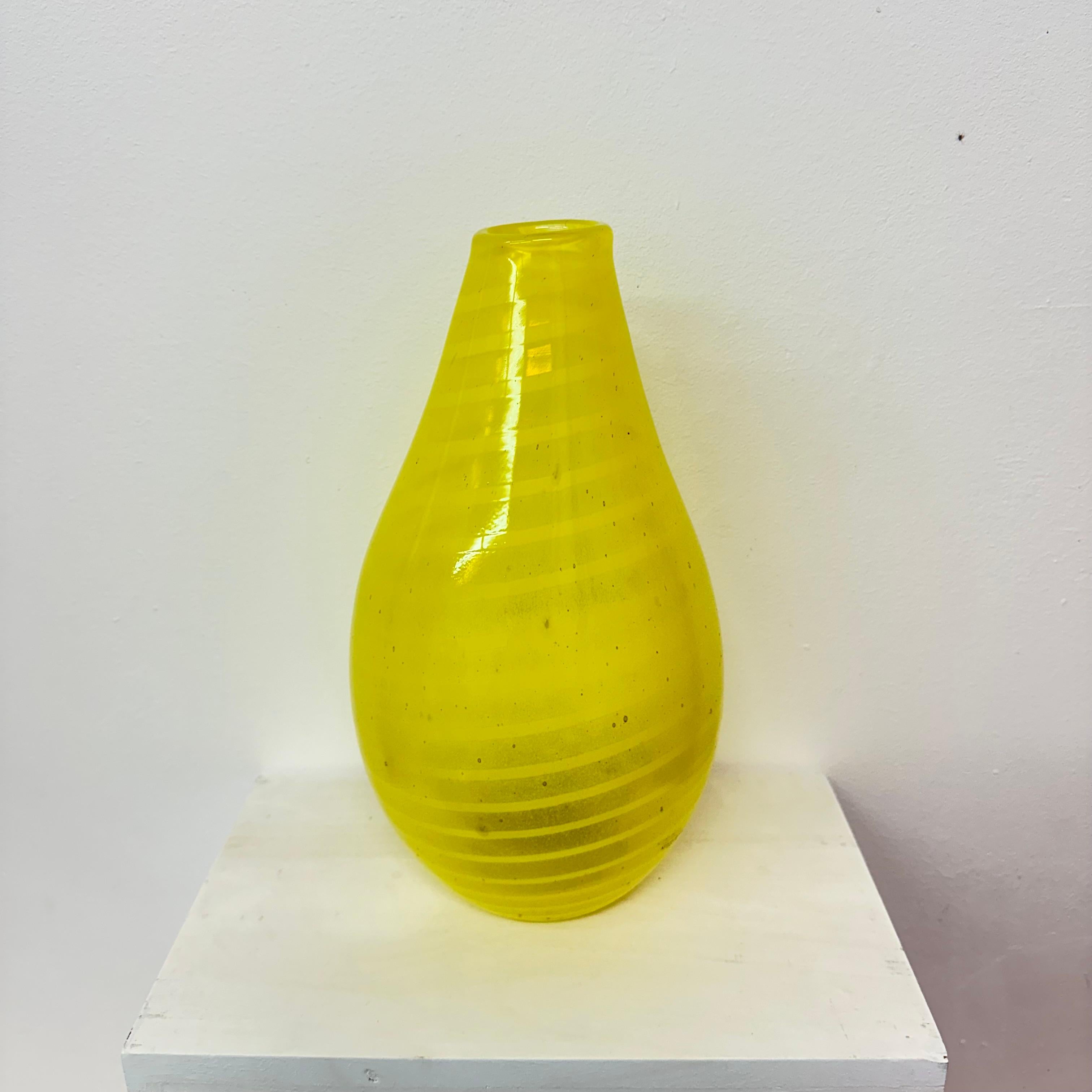 Gunnel Sahlin for Kosta boda Sweden yellow glass vase , 1990’s For Sale 7