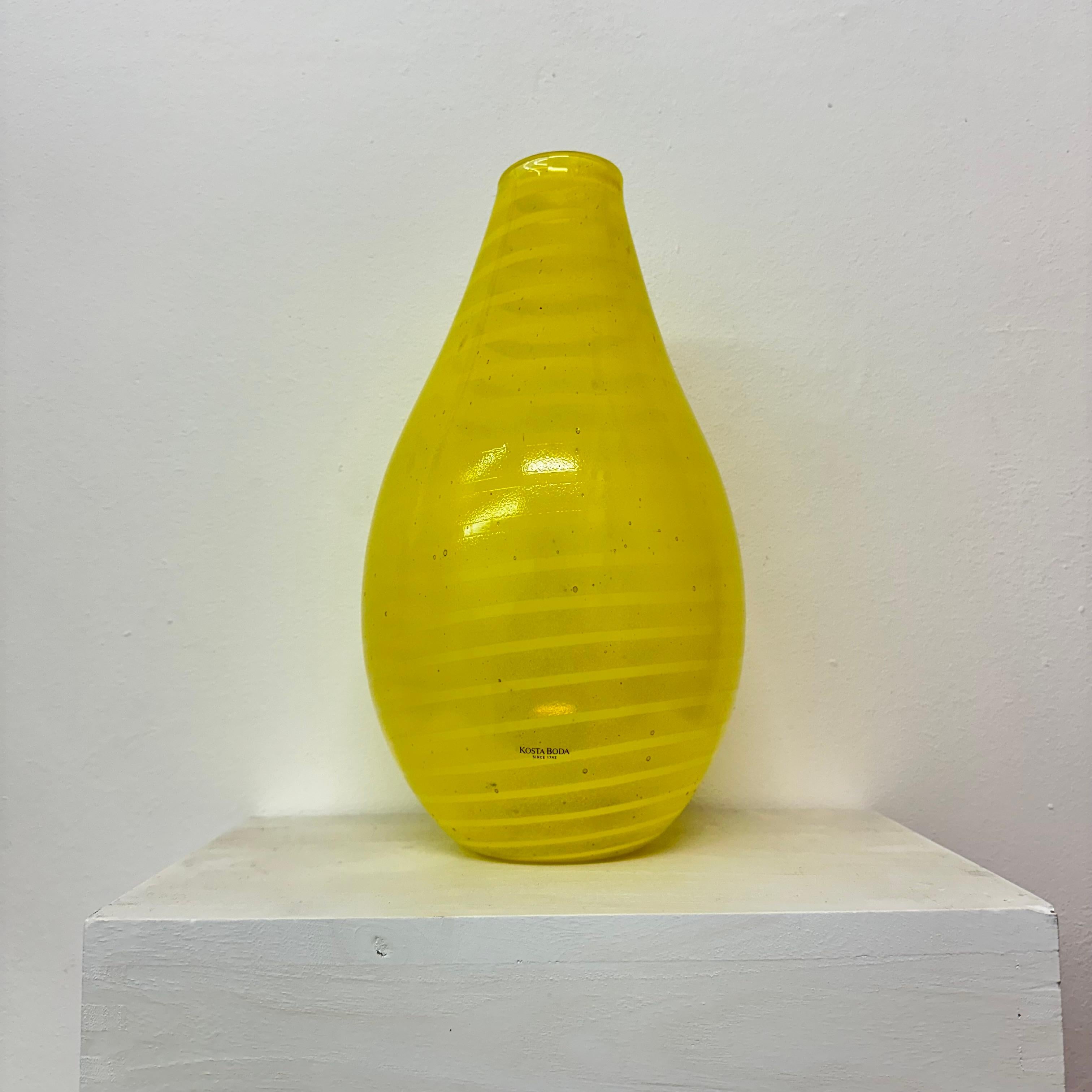 Gunnel Sahlin for Kosta boda Sweden yellow glass vase , 1990’s For Sale 8