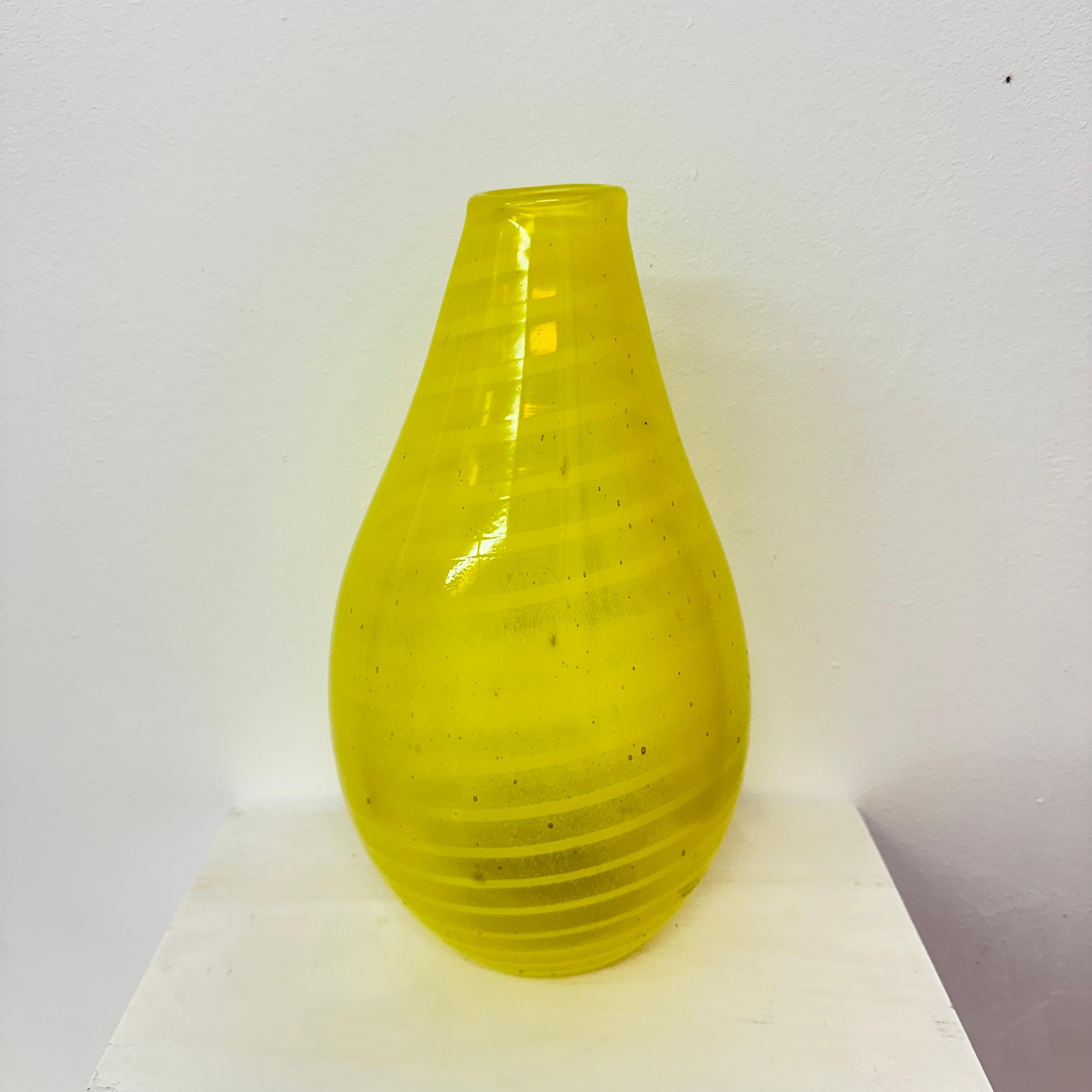 Gunnel Sahlin for Kosta boda Sweden yellow glass vase , 1990’s For Sale 8