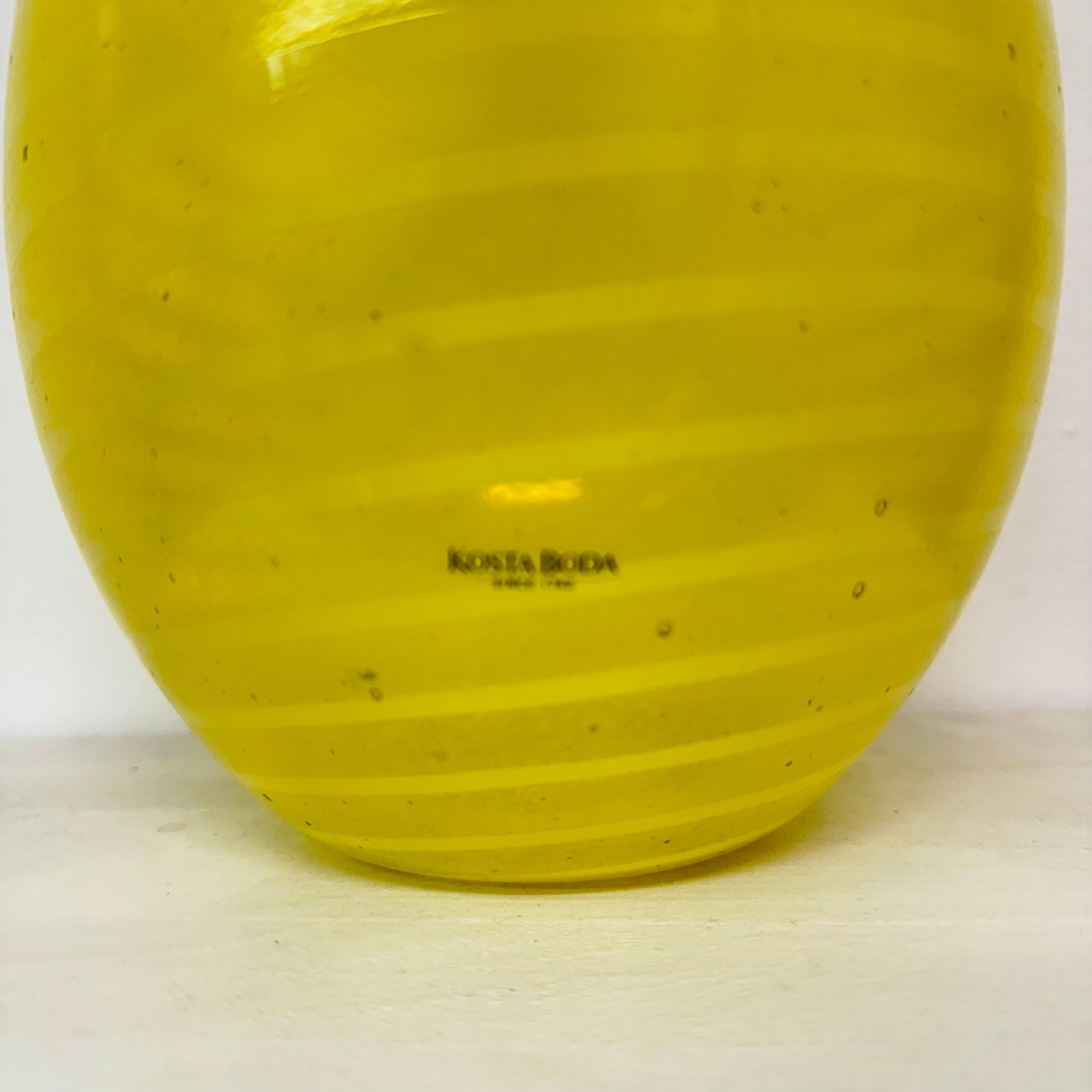 Gunnel Sahlin for Kosta boda Sweden yellow glass vase , 1990’s For Sale 9