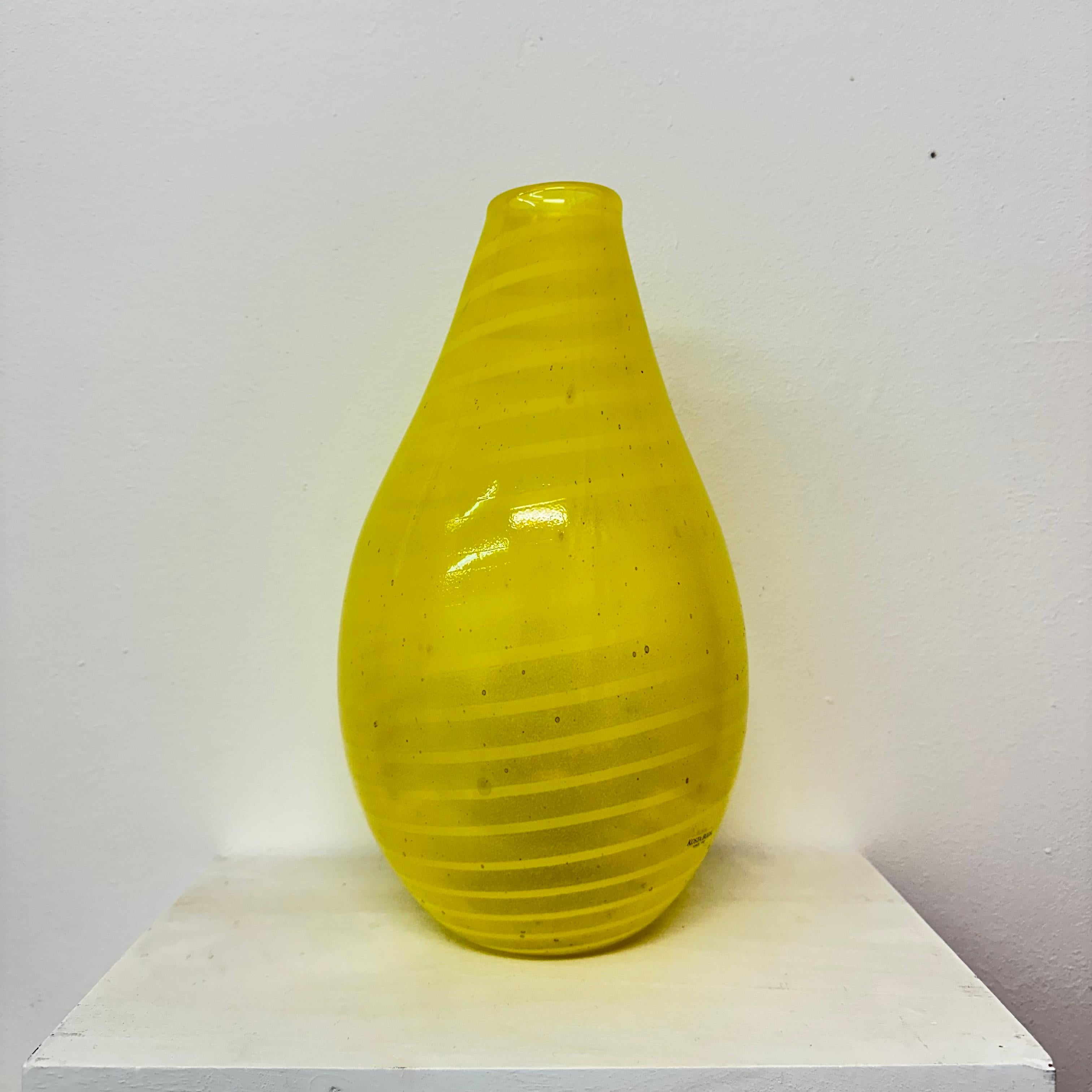 Gunnel Sahlin for Kosta boda Sweden yellow glass vase , 1990’s For Sale 9