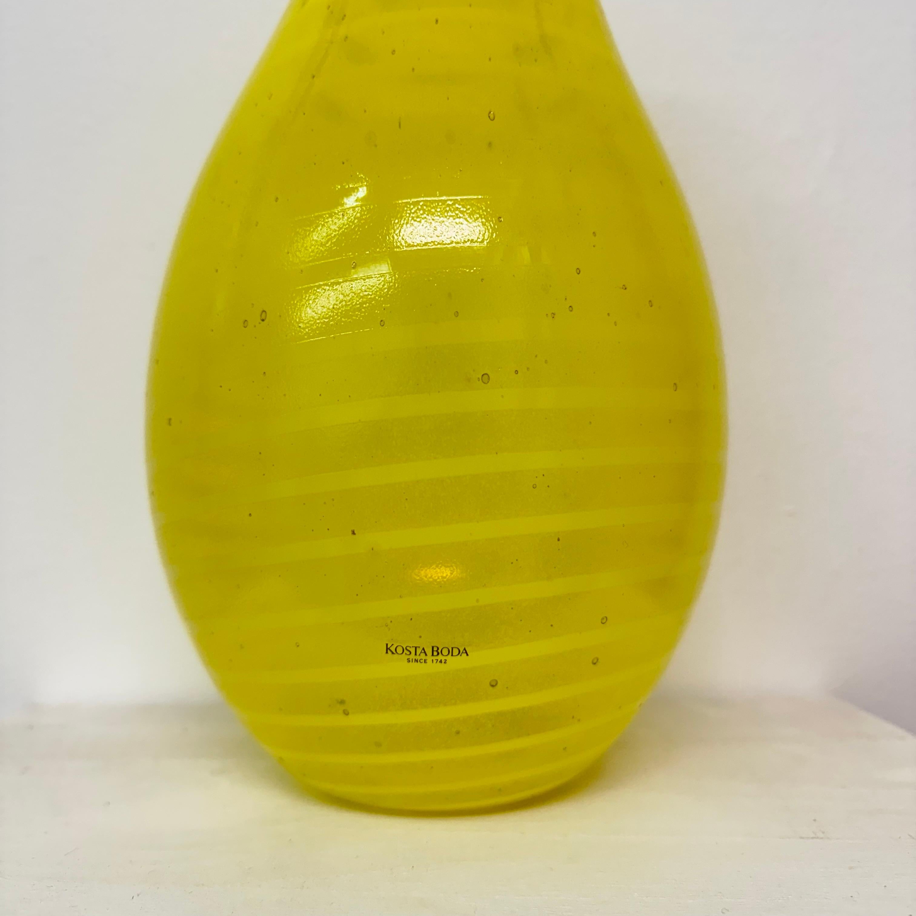 Gunnel Sahlin for Kosta boda Sweden yellow glass vase , 1990’s For Sale 10