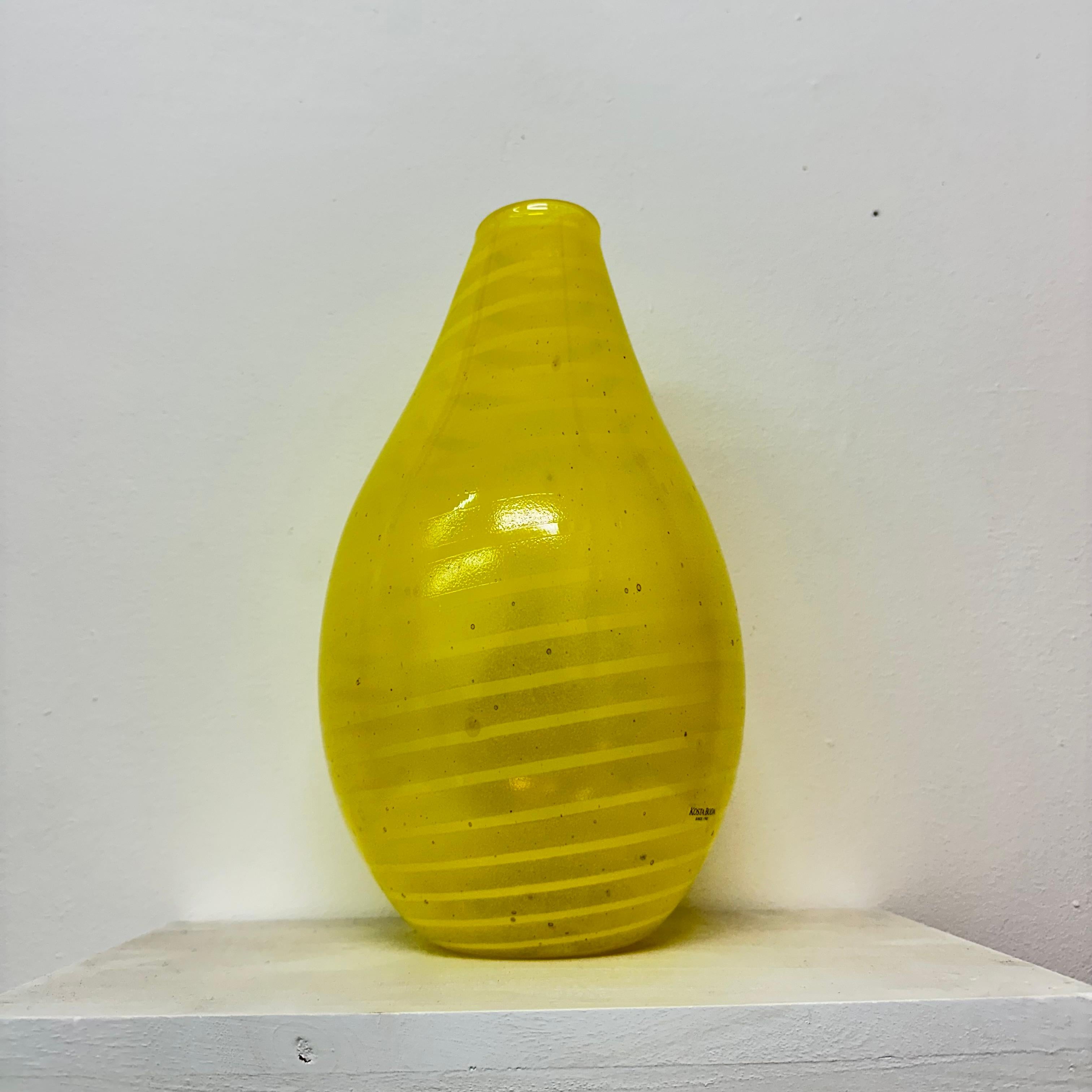 Gunnel Sahlin for Kosta boda Sweden yellow glass vase , 1990’s For Sale 10