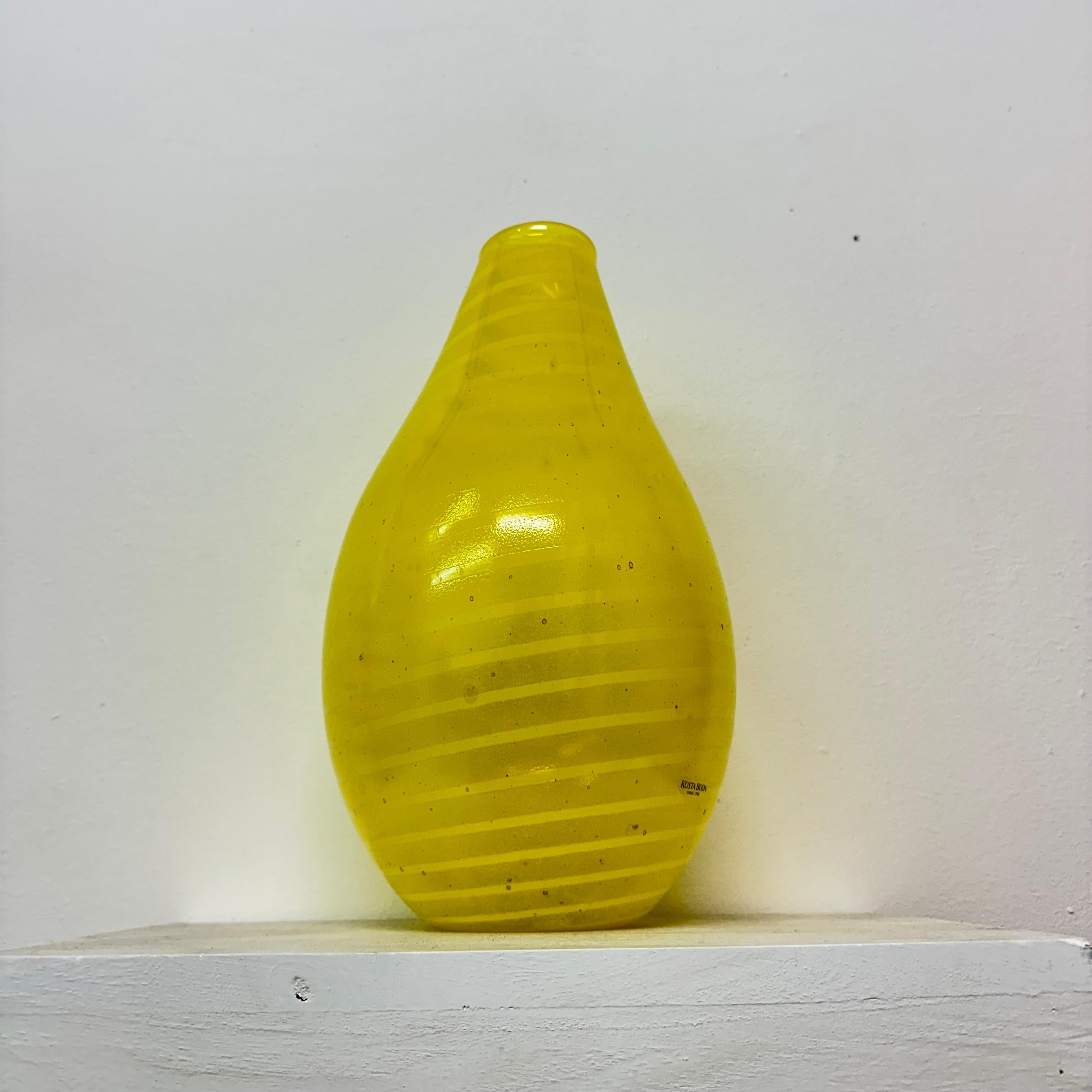 Gunnel Sahlin for Kosta boda Sweden yellow glass vase , 1990’s For Sale 11
