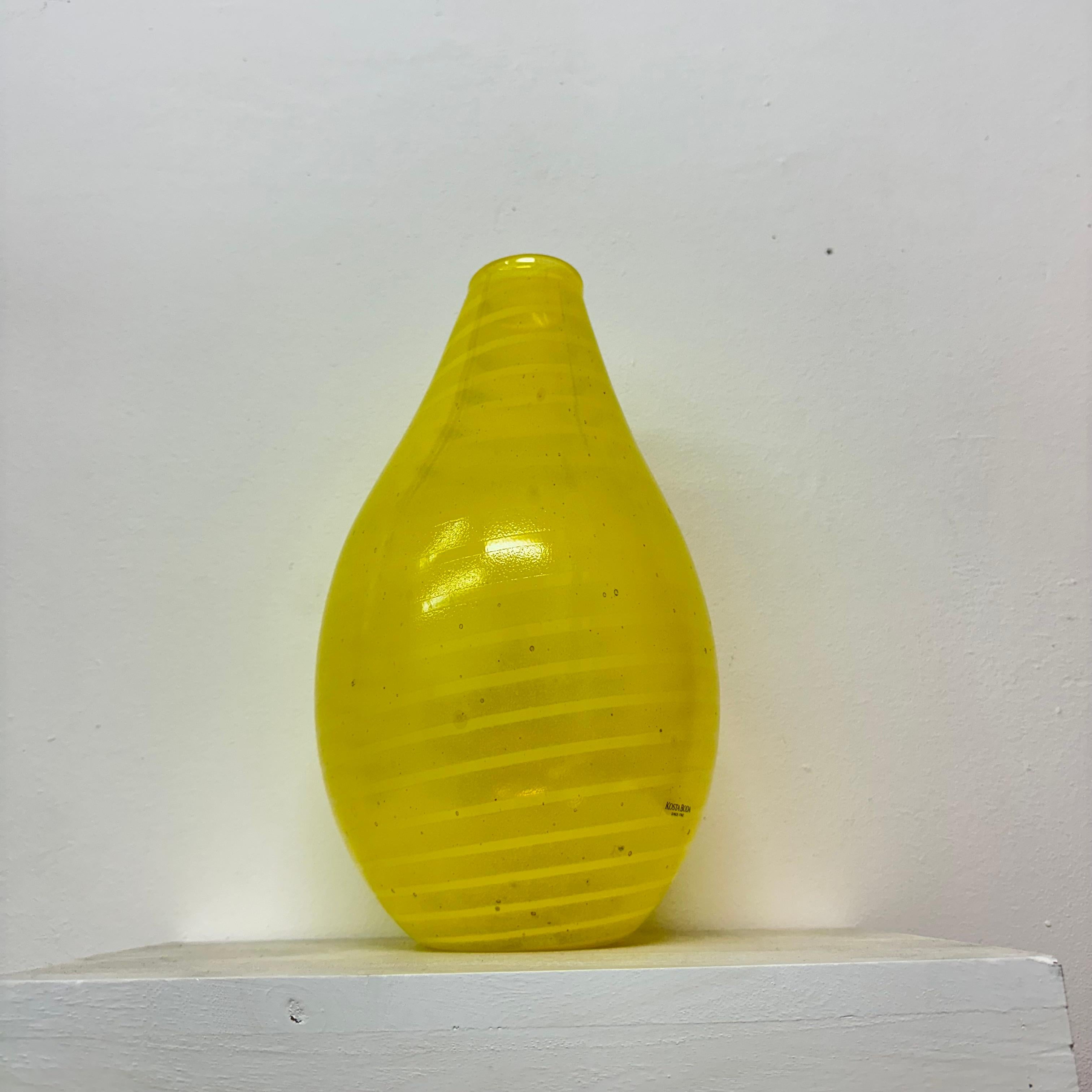 Gunnel Sahlin for Kosta boda Sweden yellow glass vase , 1990’s For Sale 12