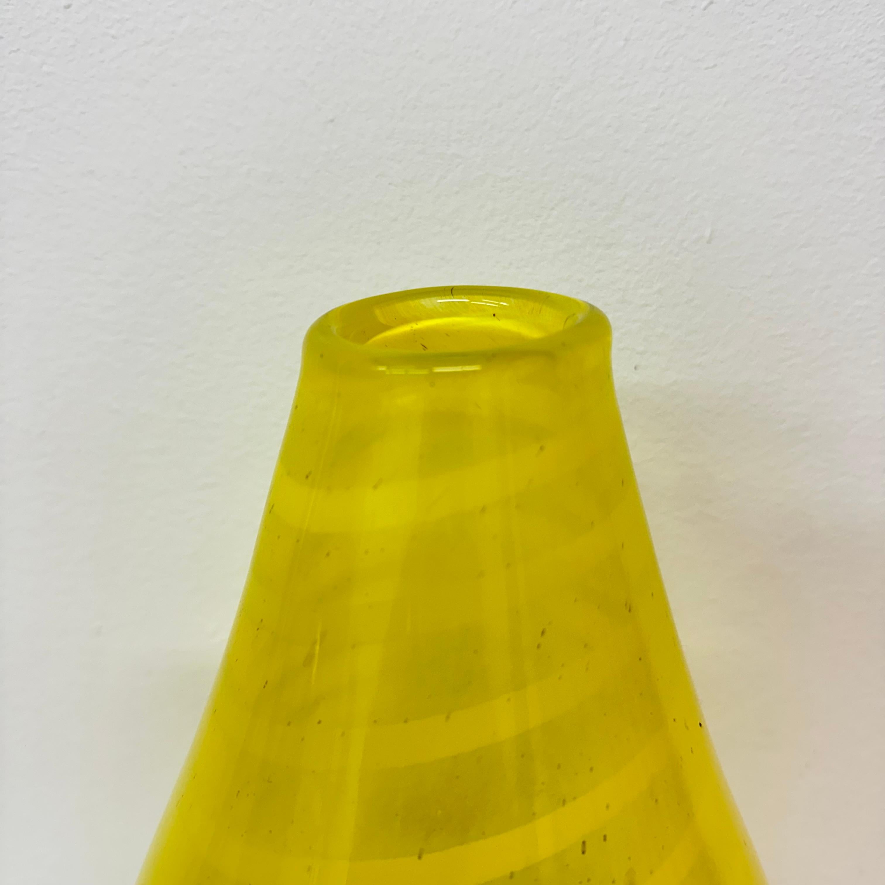 Late 20th Century Gunnel Sahlin for Kosta boda Sweden yellow glass vase , 1990’s For Sale