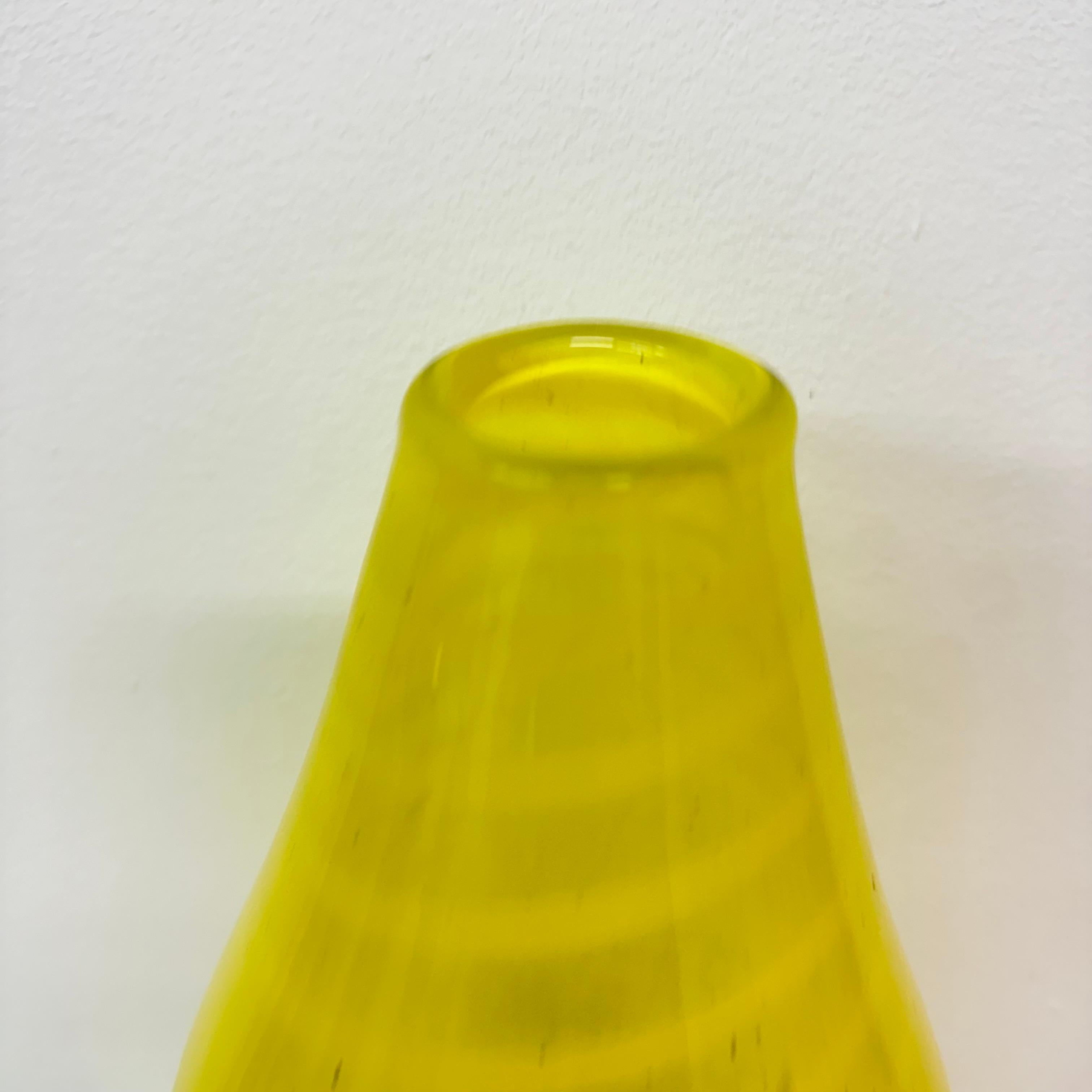 Art Glass Gunnel Sahlin for Kosta boda Sweden yellow glass vase , 1990’s For Sale