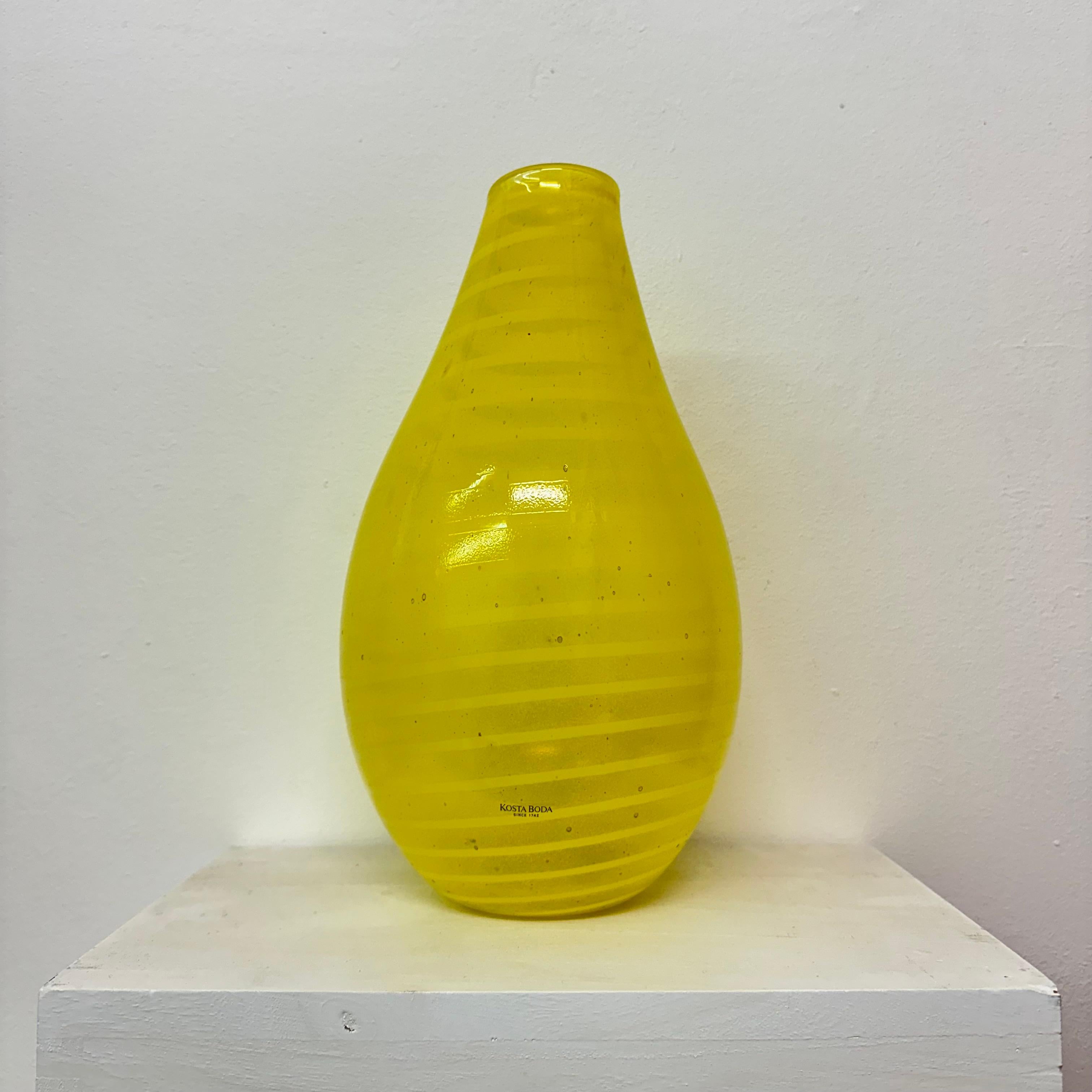 Gunnel Sahlin for Kosta boda Sweden yellow glass vase , 1990’s For Sale 1