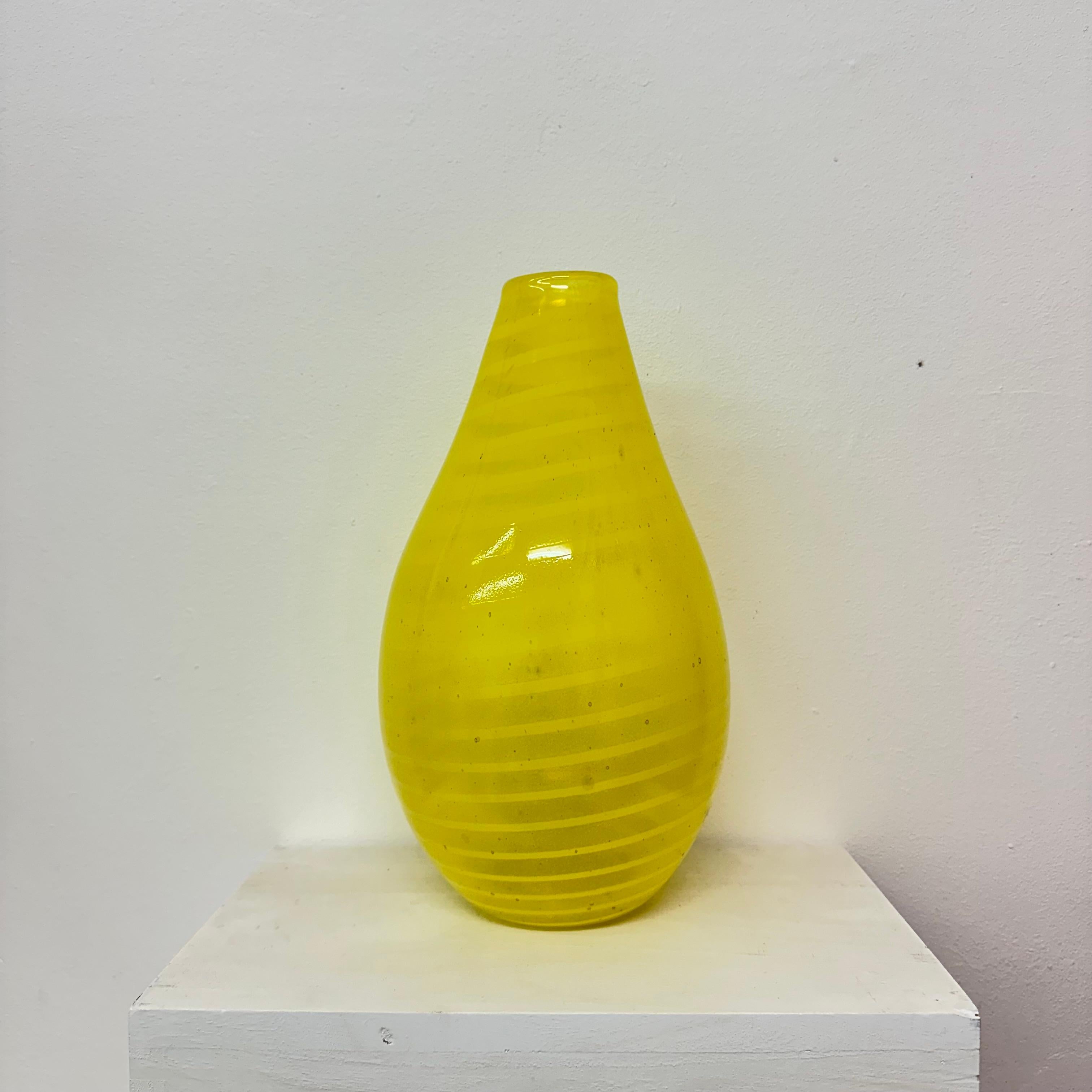 Gunnel Sahlin for Kosta boda Sweden yellow glass vase , 1990’s For Sale 1