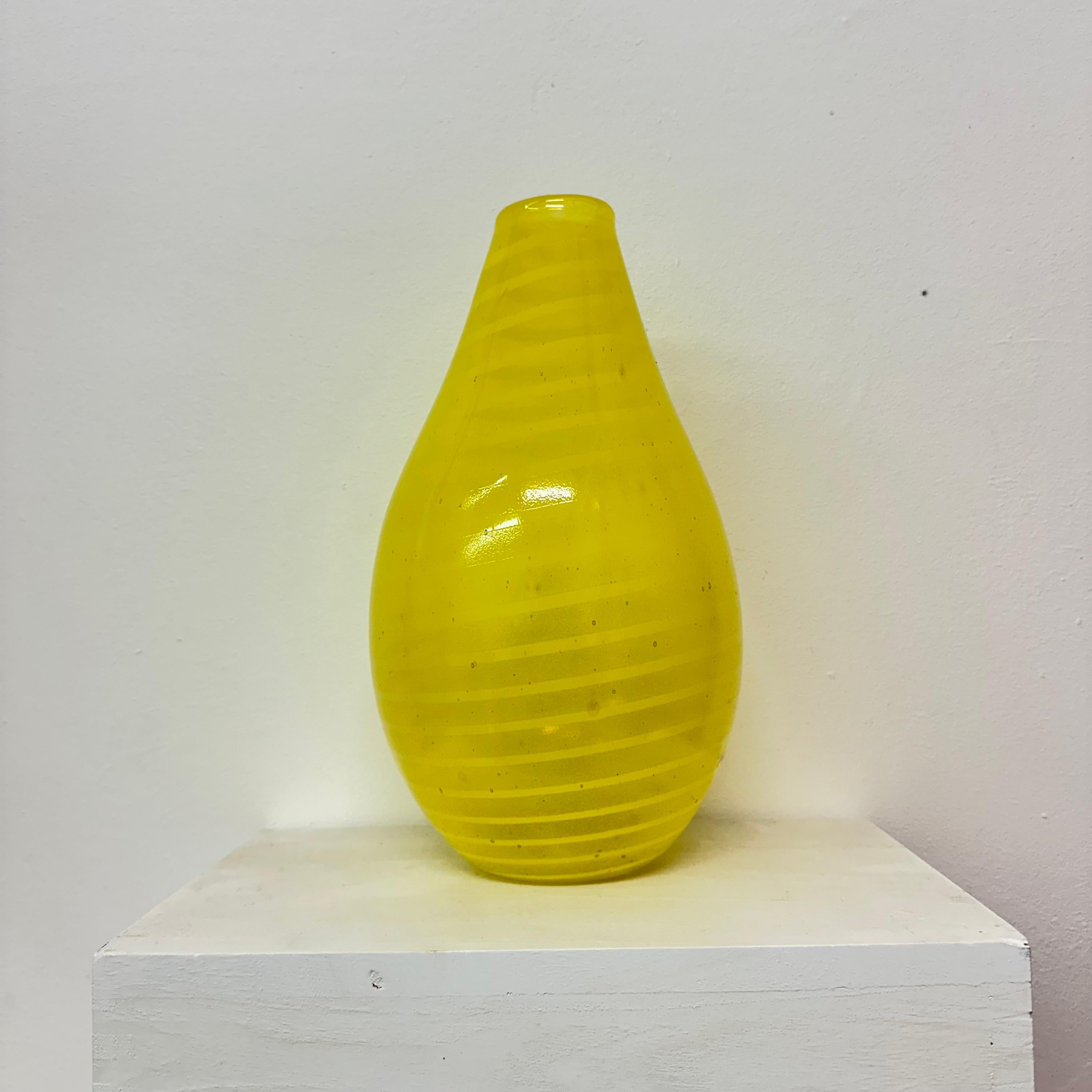 Gunnel Sahlin for Kosta boda Sweden yellow glass vase , 1990’s For Sale 2