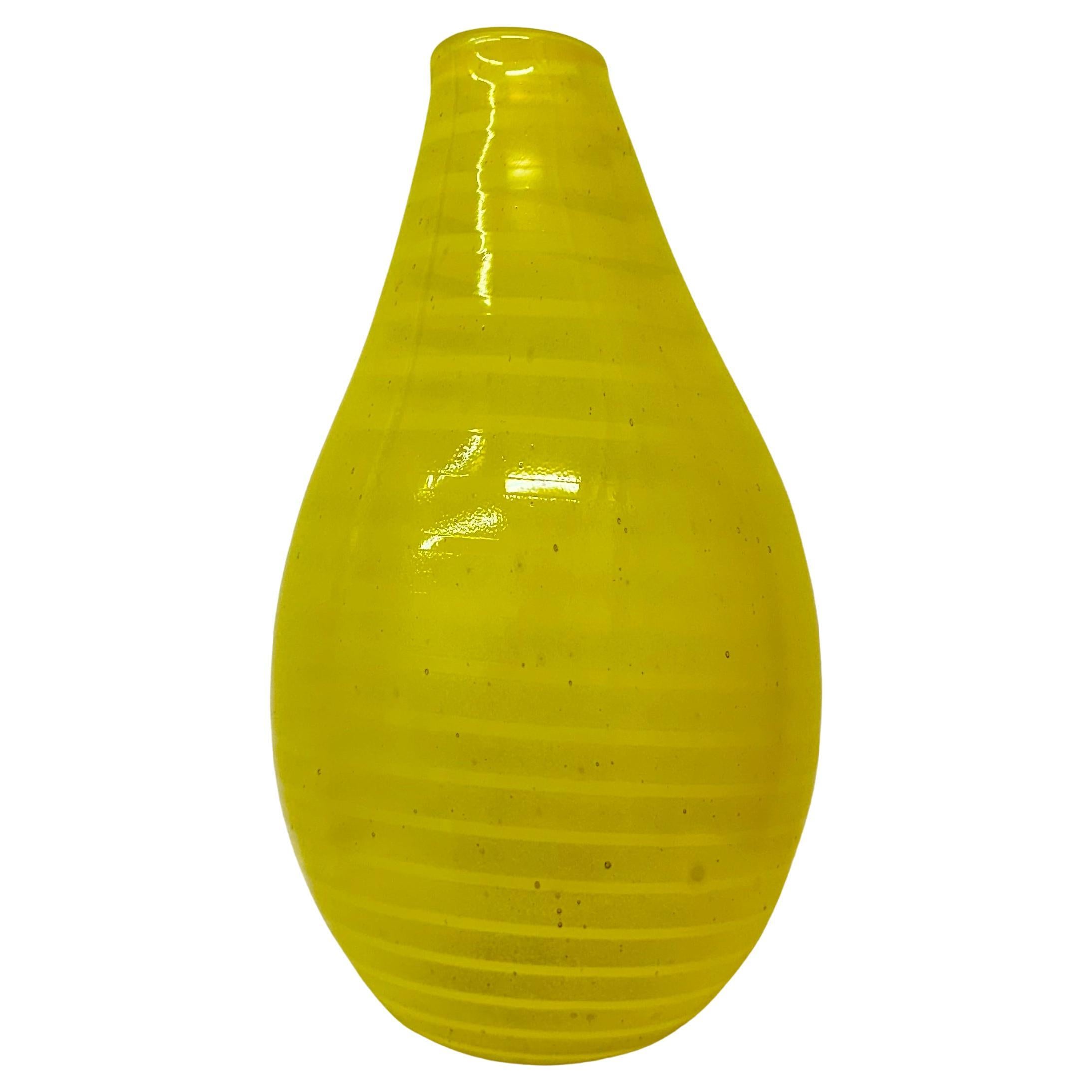 Gunnel Sahlin for Kosta boda Sweden yellow glass vase , 1990’s