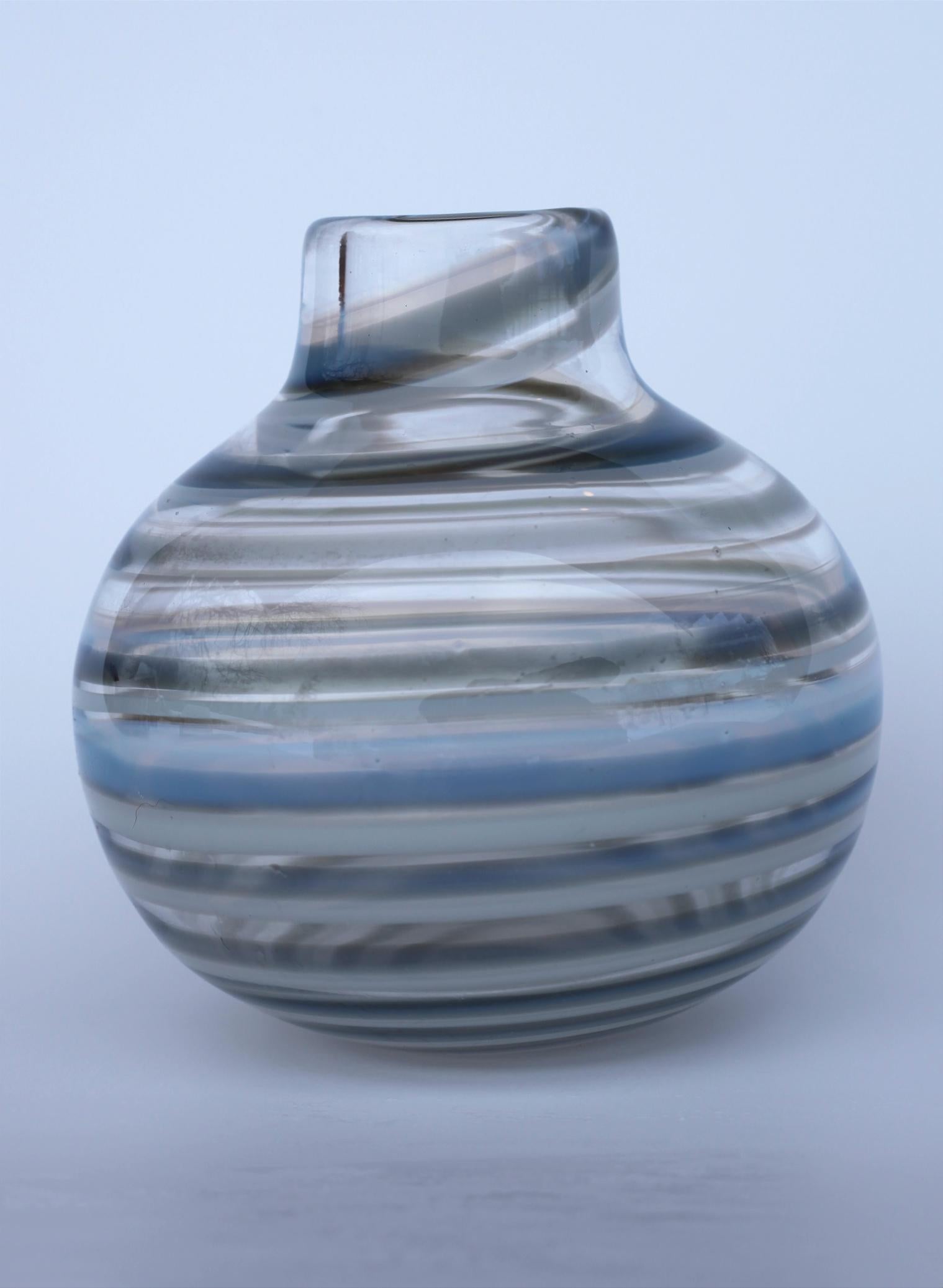 Mid-Century Modern Authentic Gunnel Sahlin Glass Vase Made With Kosta Boda Sweden  For Sale