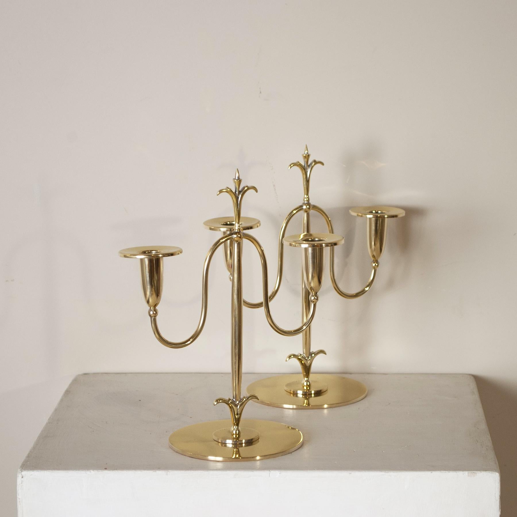 Gunner Ander Brass Candlesticks 1960s In Good Condition For Sale In bari, IT