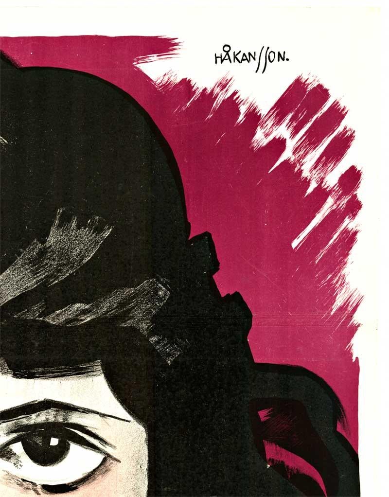 Originale Svarta Diamanter - Diamante nero - Poster cinematografico svedese  film noir - Figurative Print Rosso di Gunner Hakansson