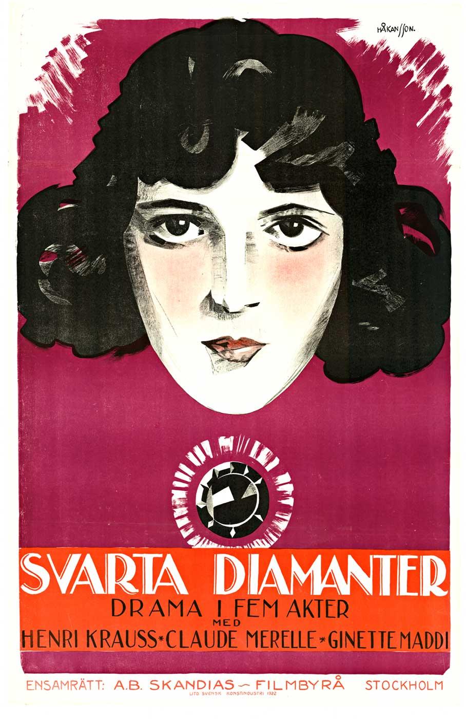 Original Svarta Diamanter - Black Diamond - Swedish movie poster  film noir