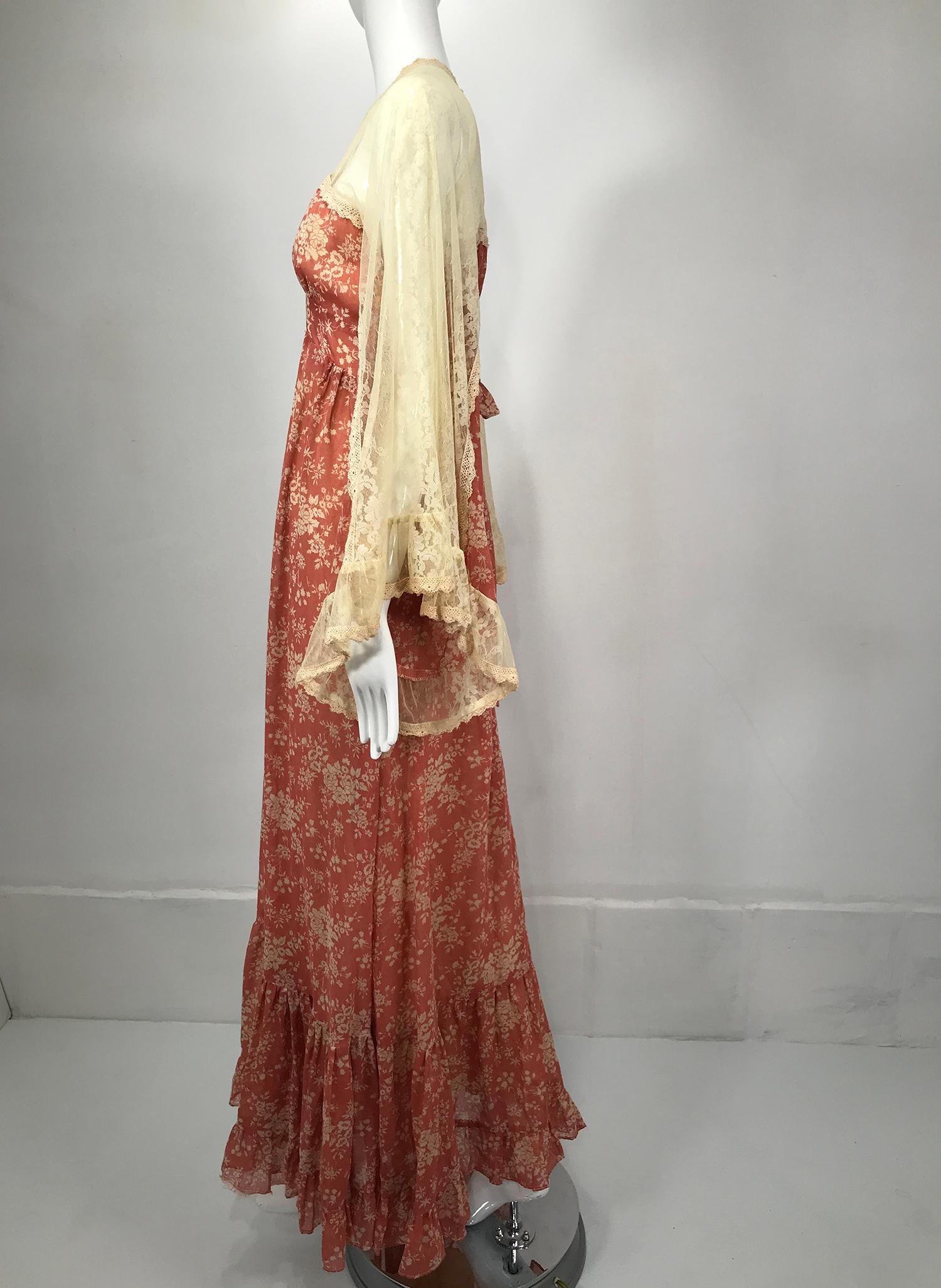 GunneSax by Jessica Tüll Schulter Angel Sleeve Calico Prairie Kleid 1969 im Angebot 5