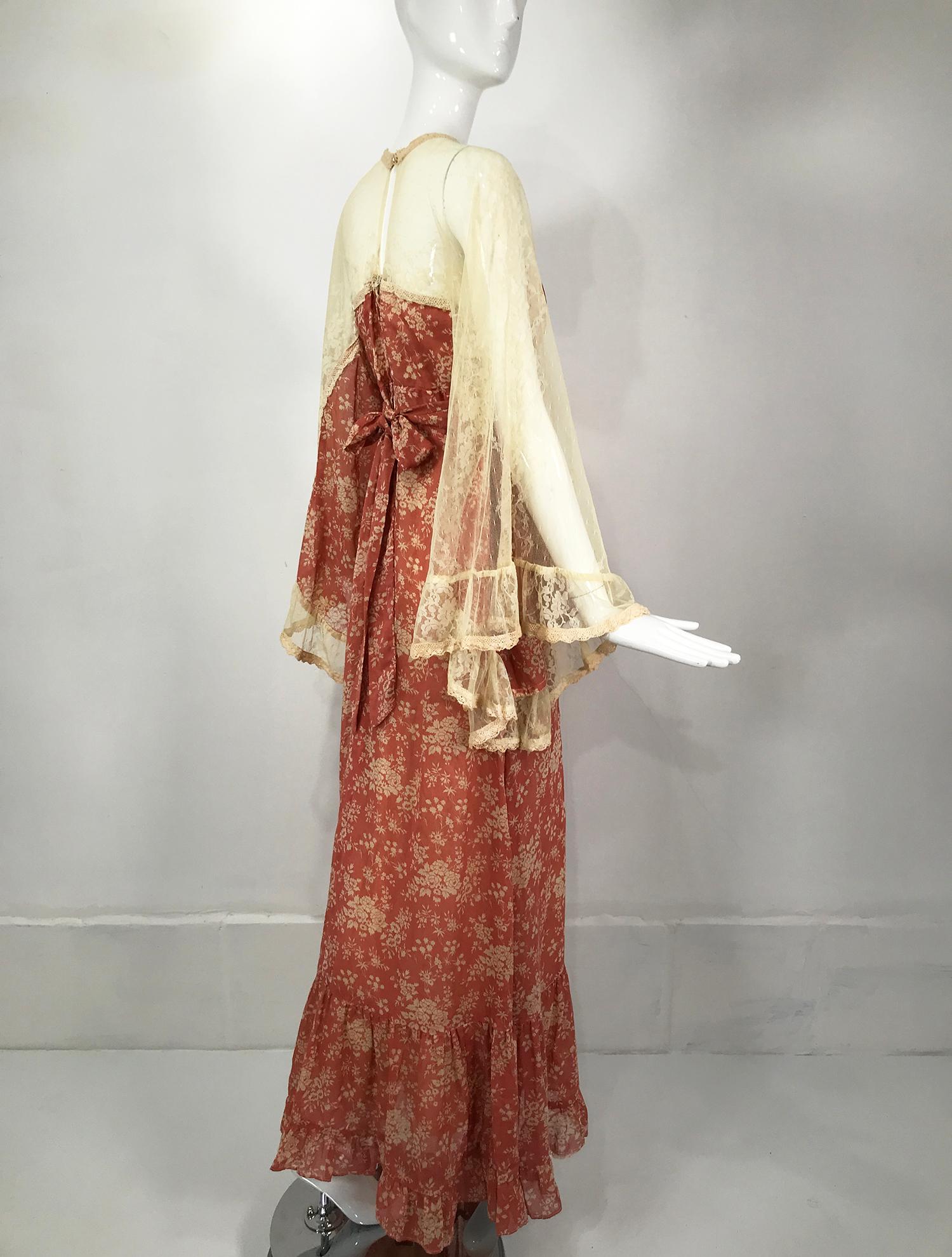 De las mujeres GunneSax Por Jessica Tul Hombro Ángel Manga Calico Vestido Pradera 1969 en venta