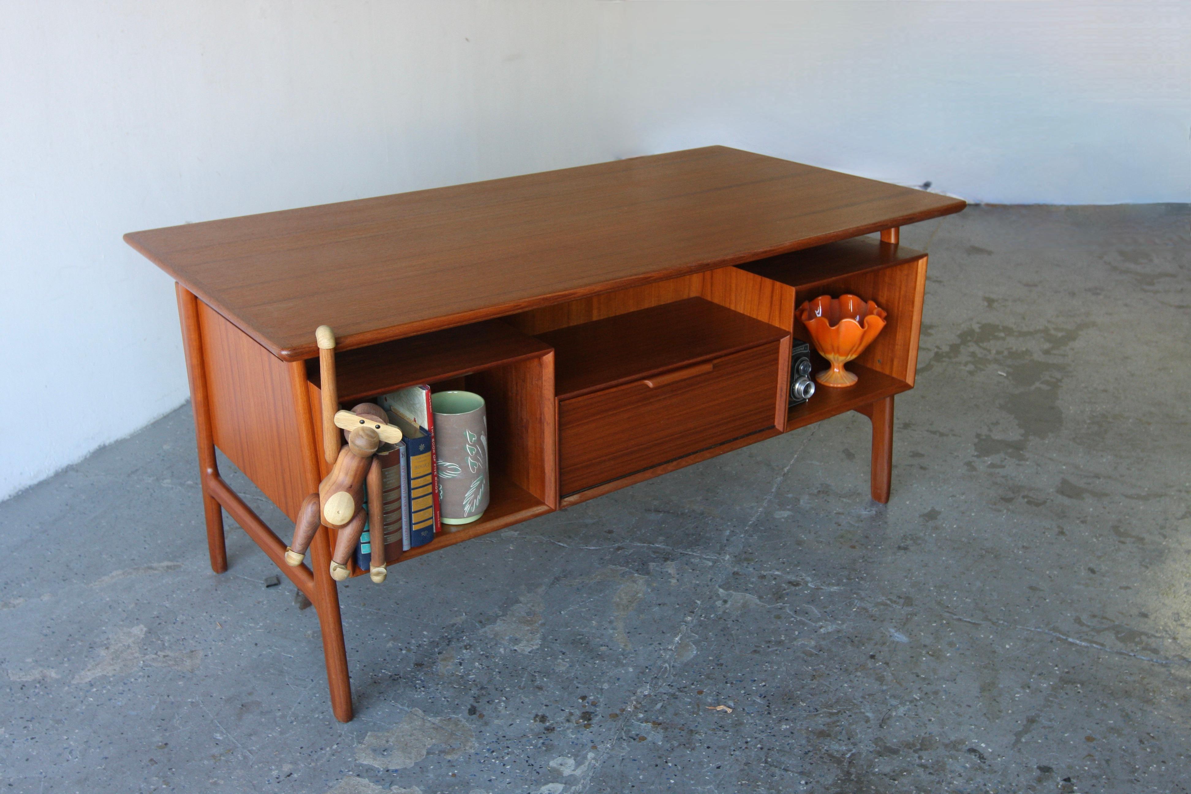 Gunni Omann Danish Mid-Century Modern Floating Teak Desk 5