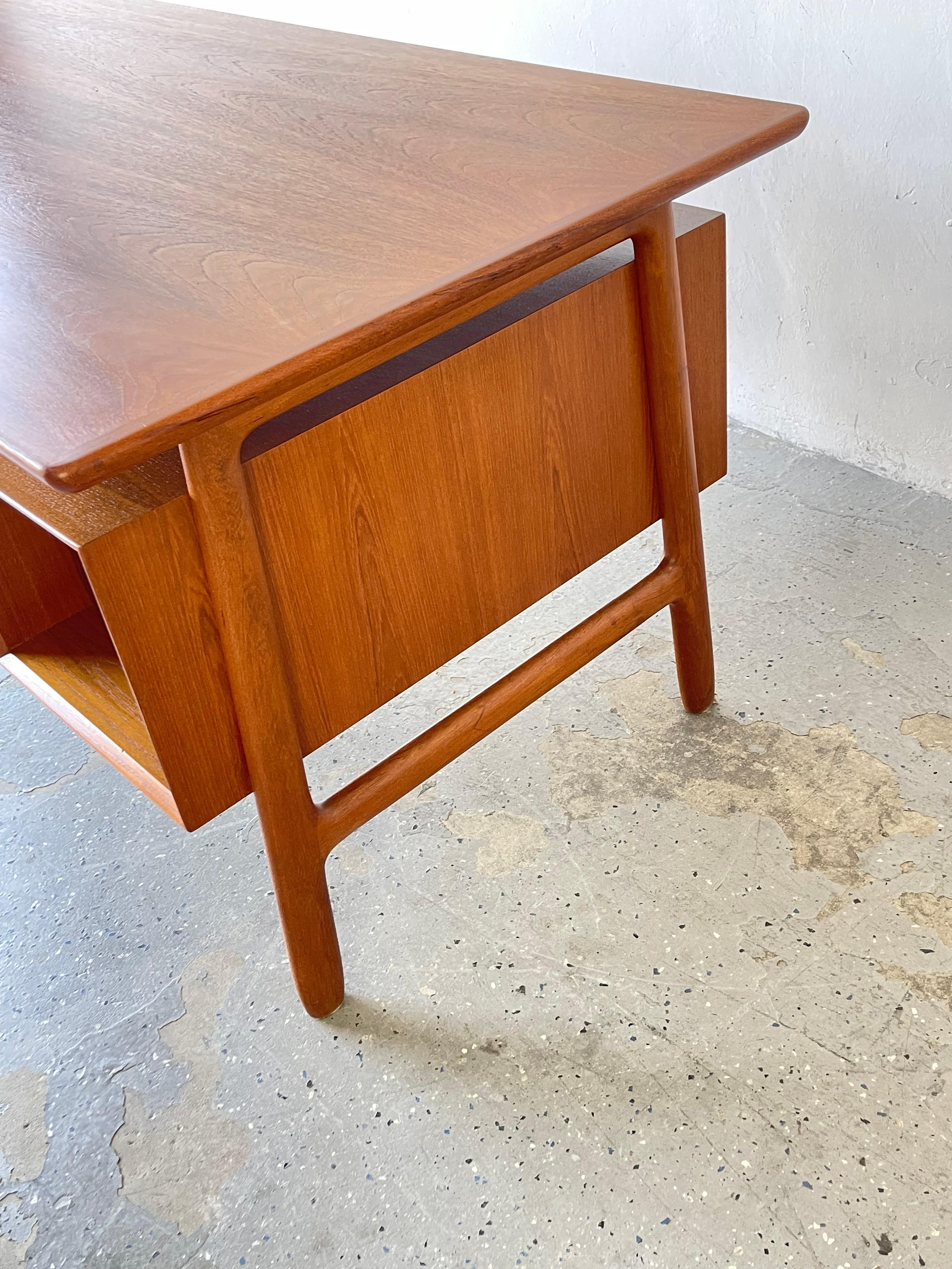 Gunni Omann Danish Mid-Century Modern Floating Teak Desk 8