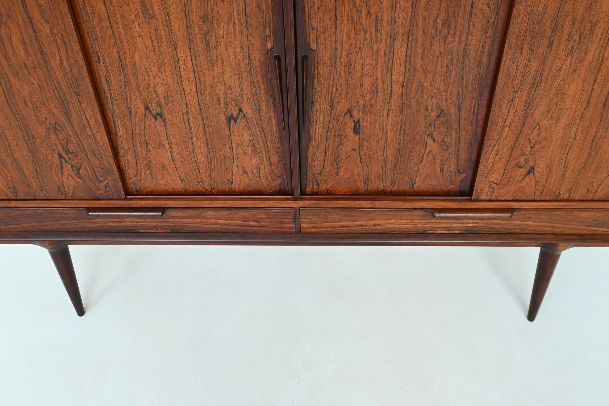 Mid-20th Century Gunni Omann highboard model 13 in rosewood Omann Jun Denmark 1960 For Sale