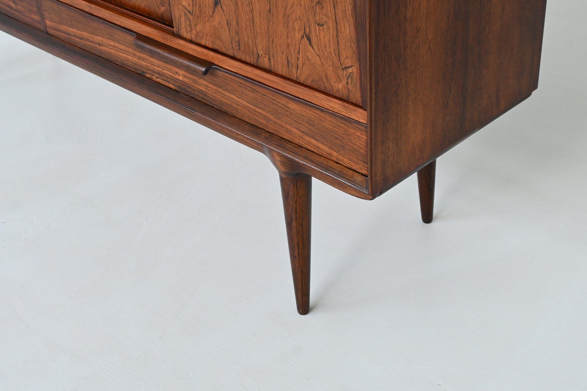 Rosewood Gunni Omann highboard model 13 in rosewood Omann Jun Denmark 1960 For Sale