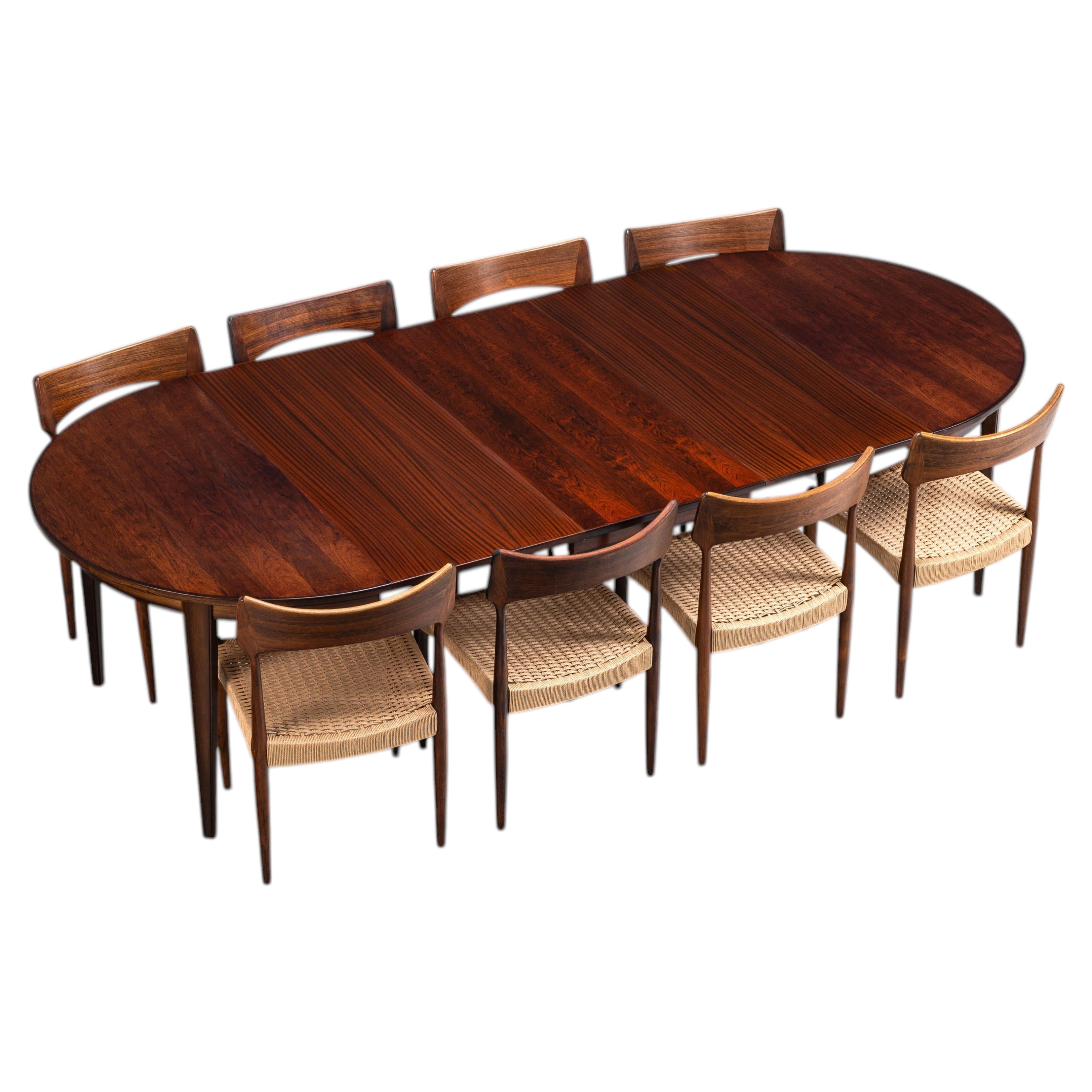 Mesa de comedor grande «Gunni Omann» de palisandro, Omann Jun, Dinamarca, 1960