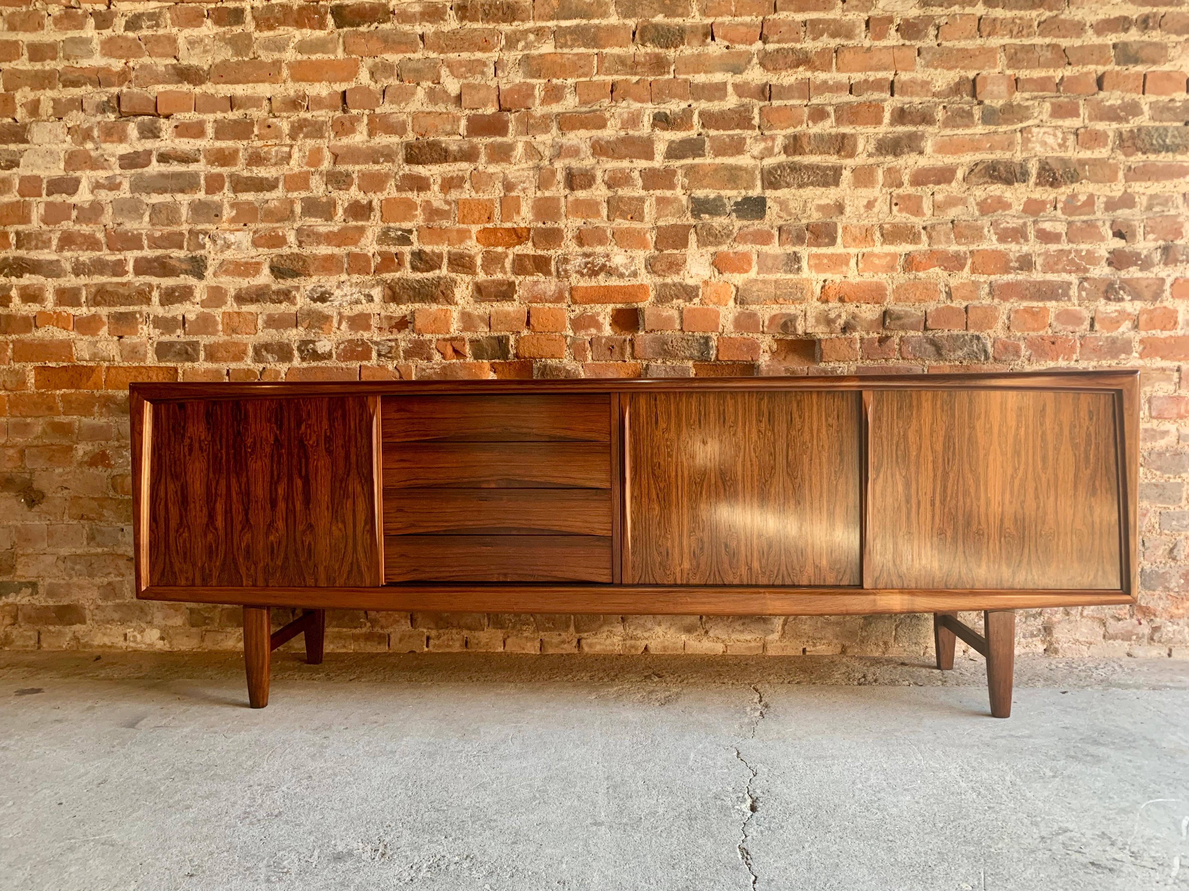 Gunni Omann Long Rosewood Sideboard Credenza for Axel Christiansen Odder Danish 13