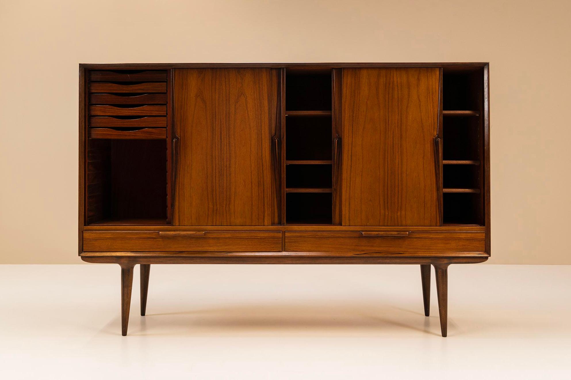 Scandinavian Modern Gunni Omann ‘Model 13’ Palisander Highboard, Denmark 1960s