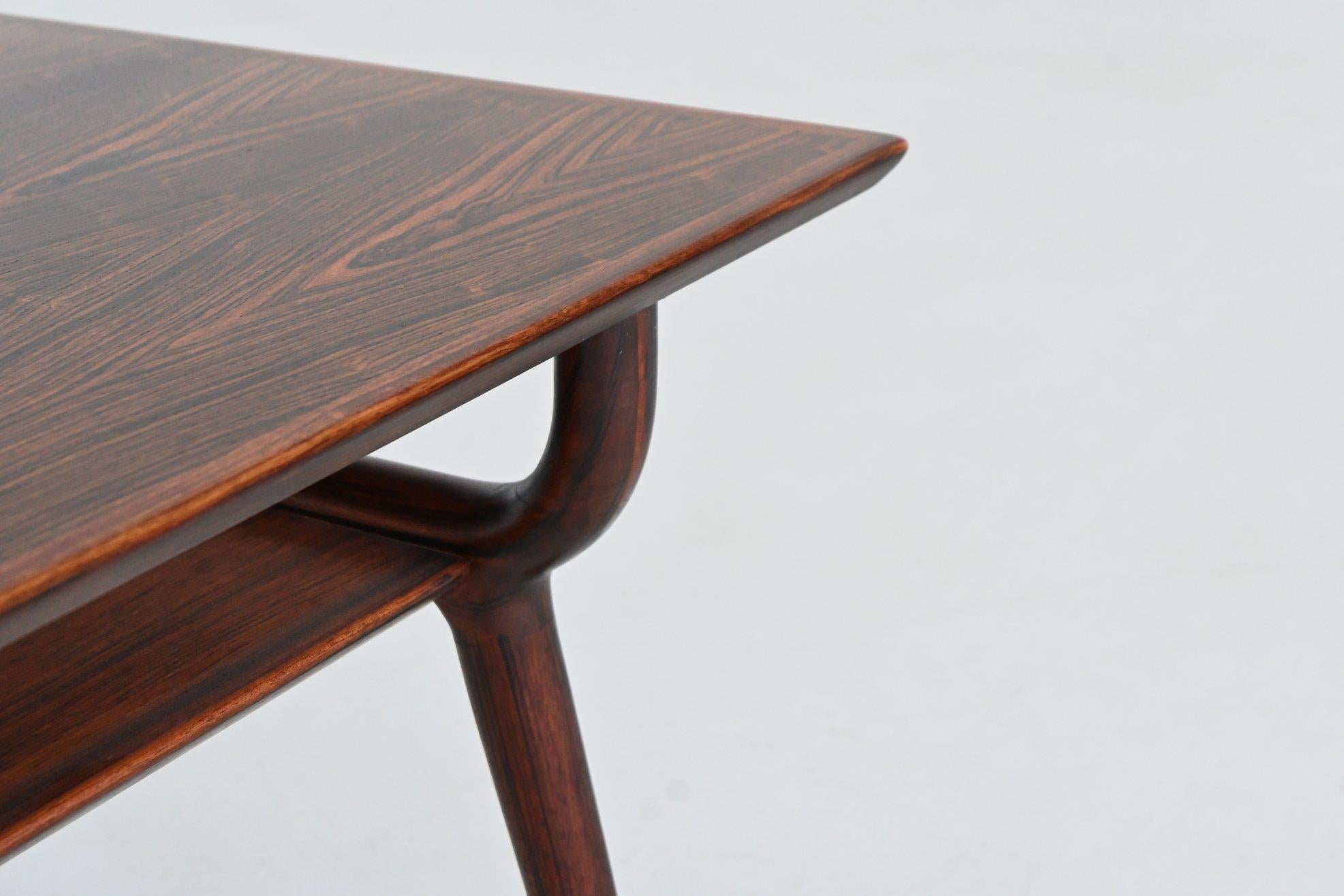 Gunni Omann sculptural coffee table rosewood Omann Jun Denmark 1958 For Sale 4