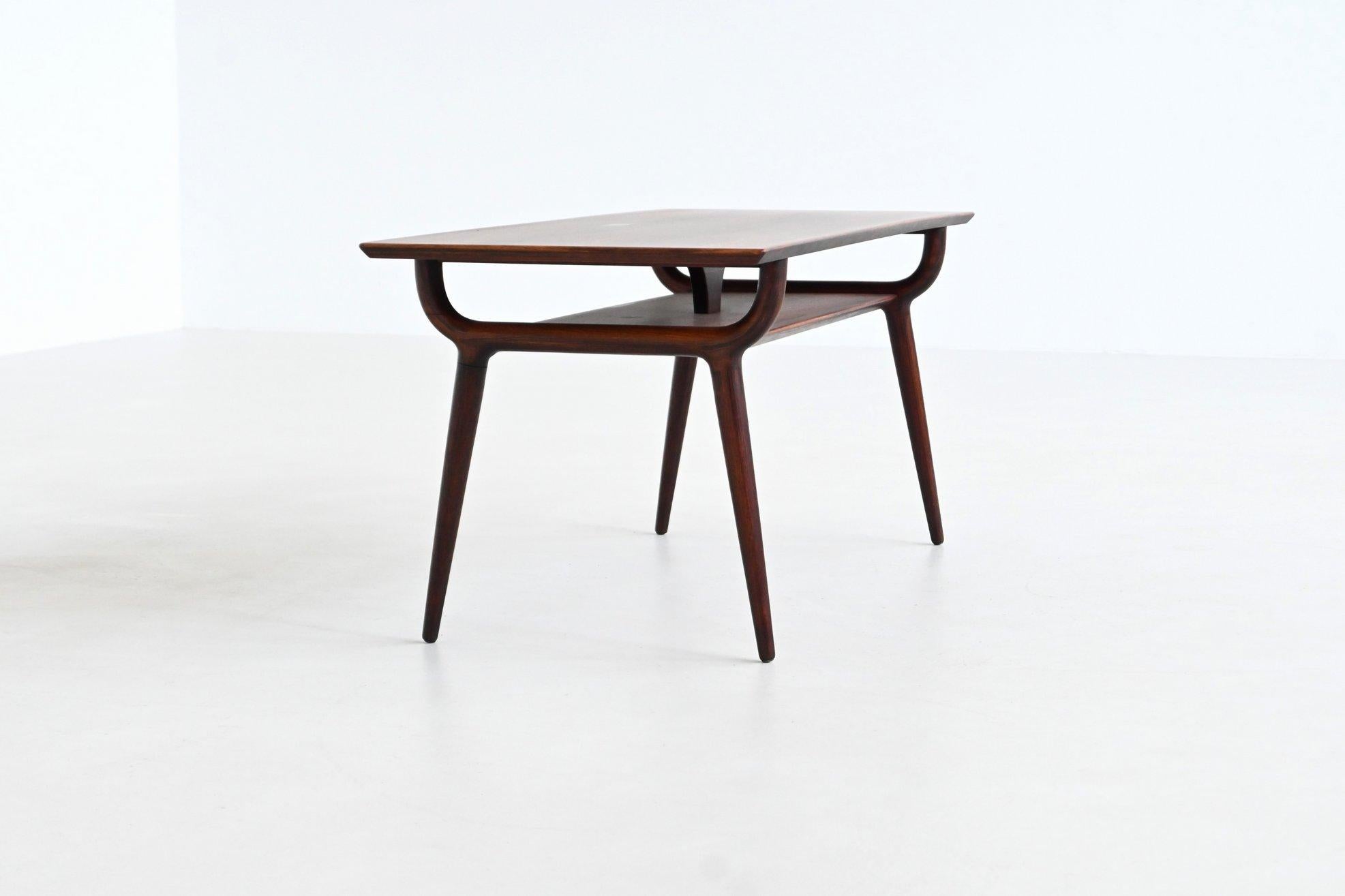 Scandinavian Modern Gunni Omann sculptural coffee table rosewood Omann Jun Denmark 1958 For Sale