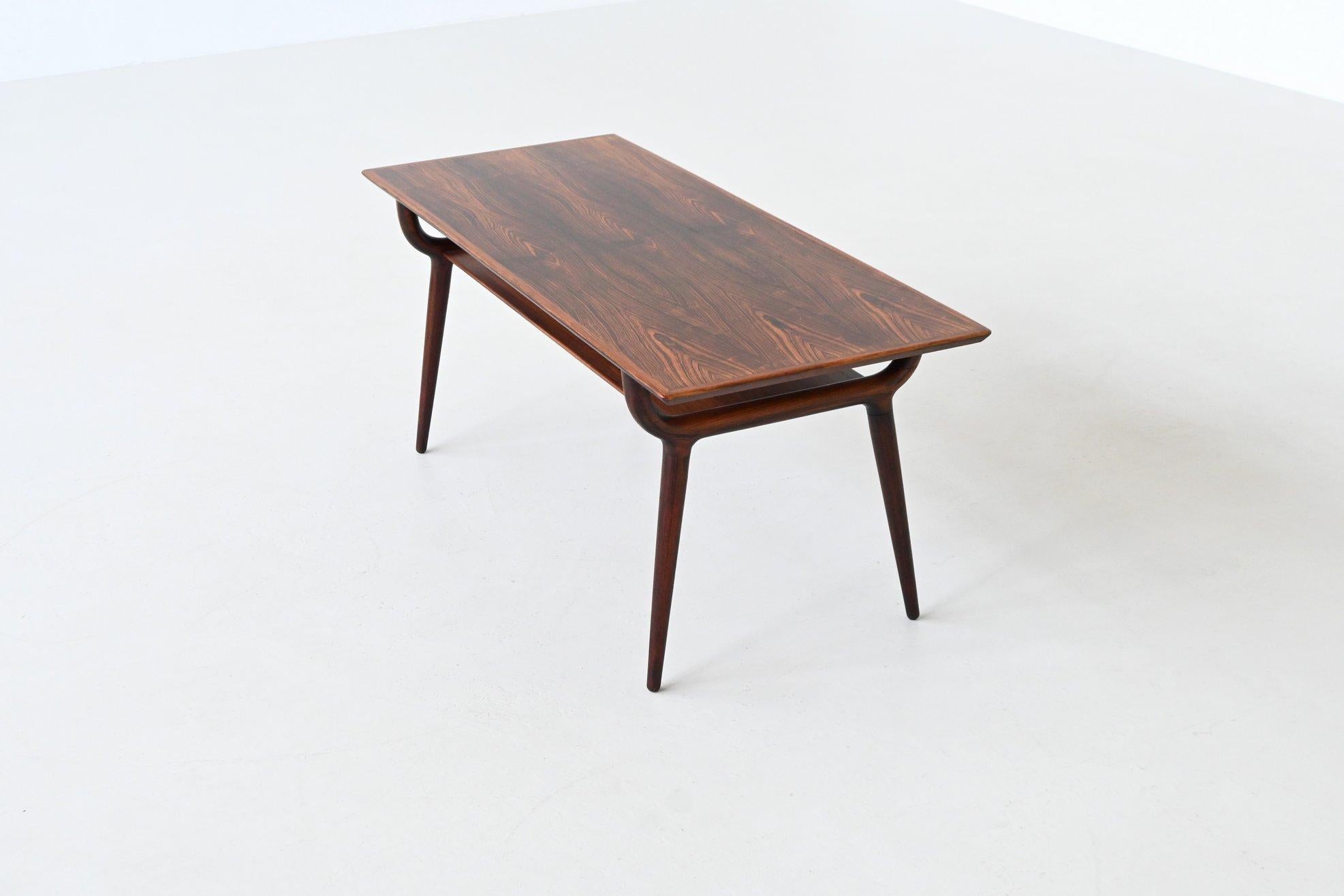 Danish Gunni Omann sculptural coffee table rosewood Omann Jun Denmark 1958 For Sale