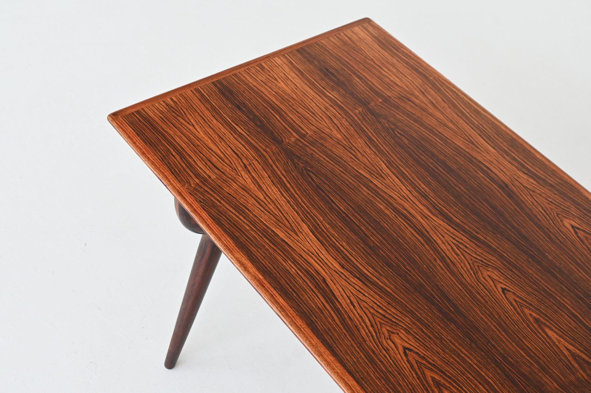 Rosewood Gunni Omann sculptural coffee table rosewood Omann Jun Denmark 1958 For Sale