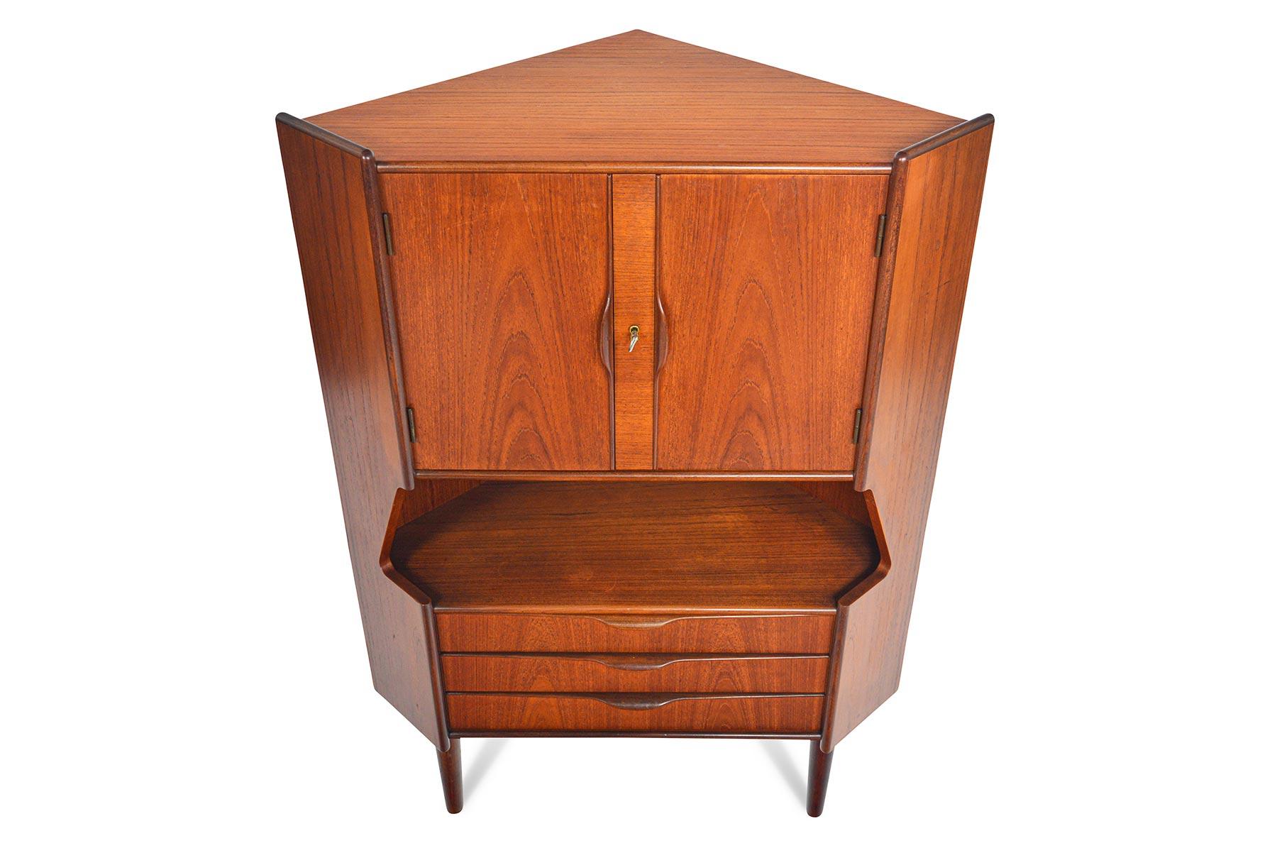 Danish Gunni Omann Teak Corner Bar Cabinet