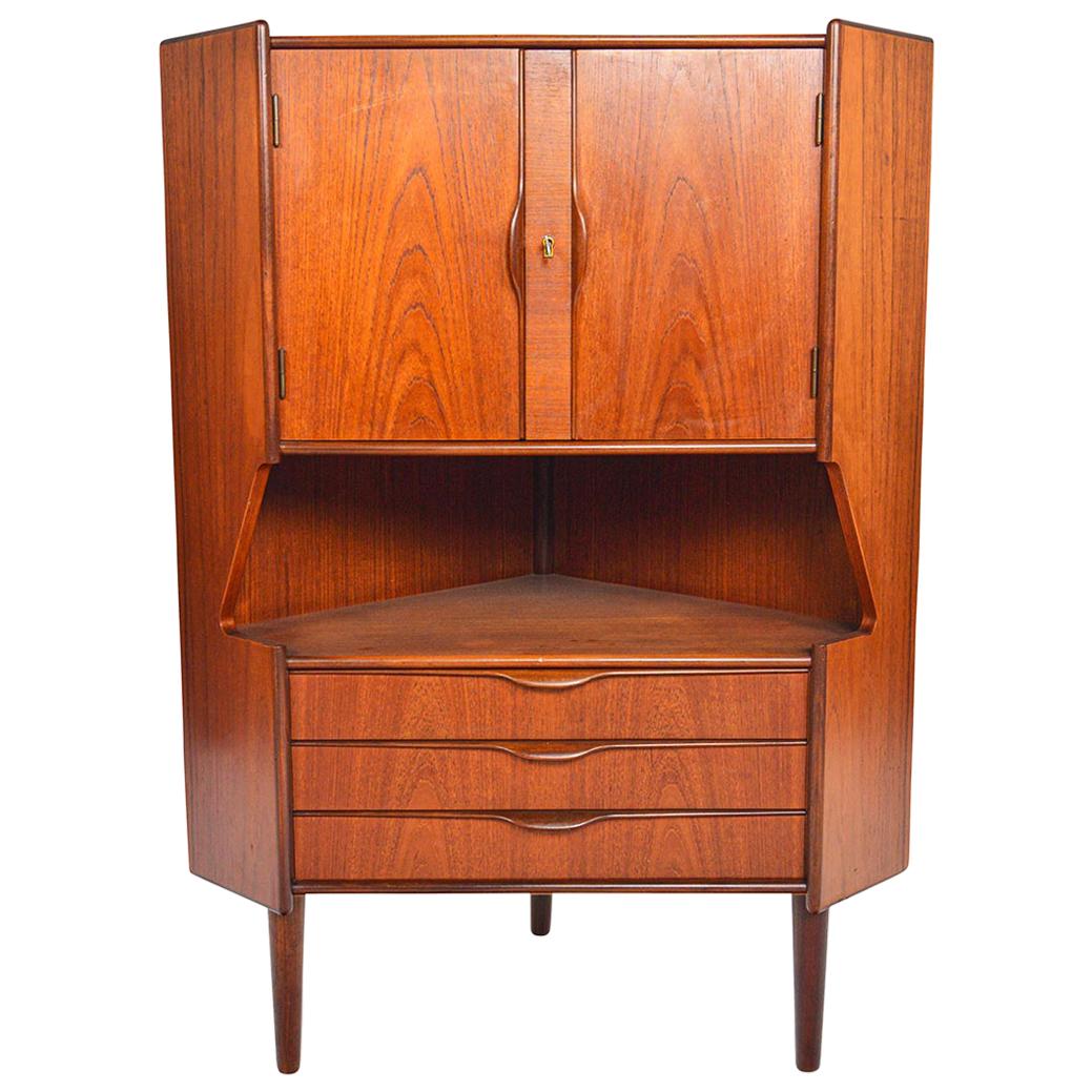 Gunni Omann Teak Corner Bar Cabinet