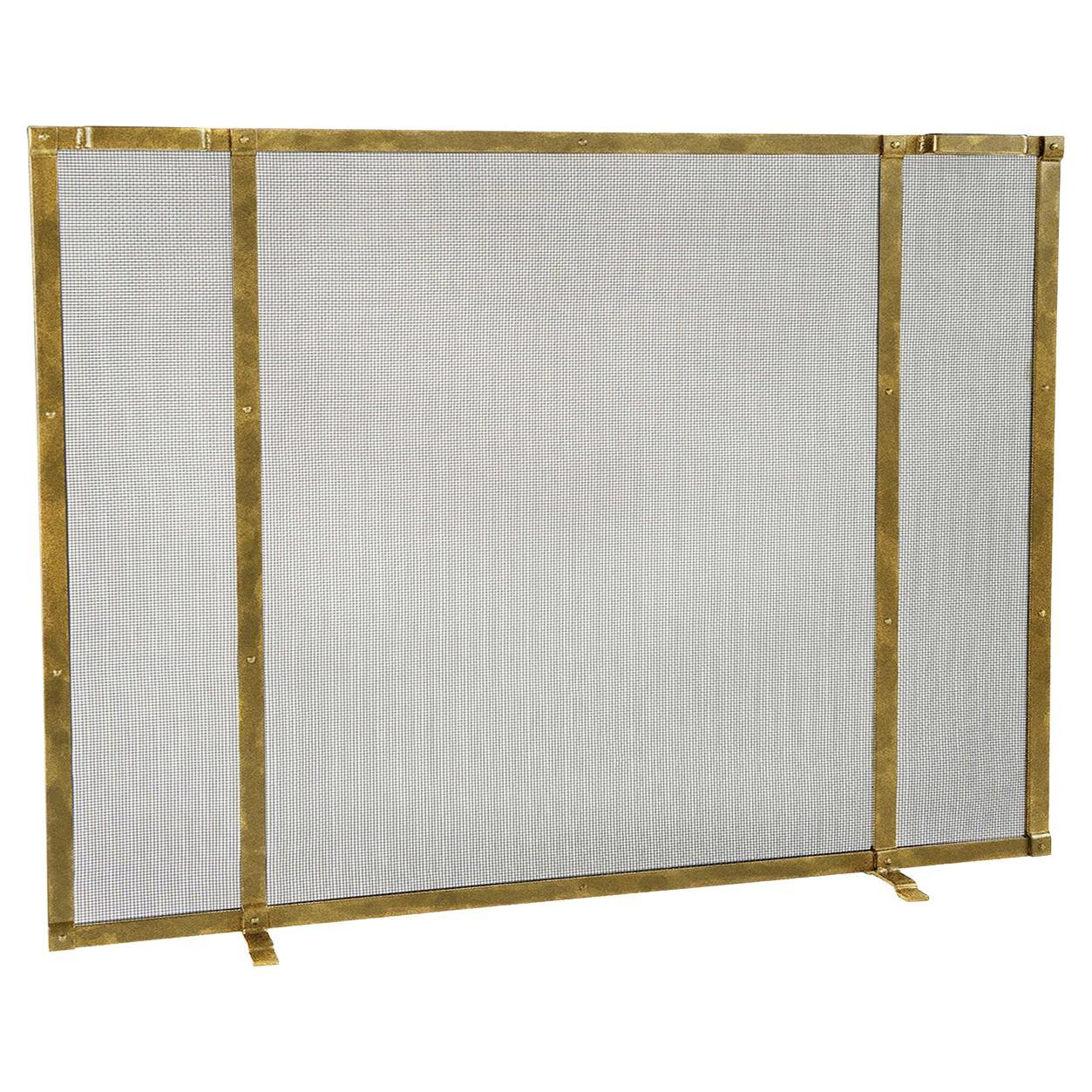 Gunnison Fireplace Screen in a Aged Gold Finish For Sale