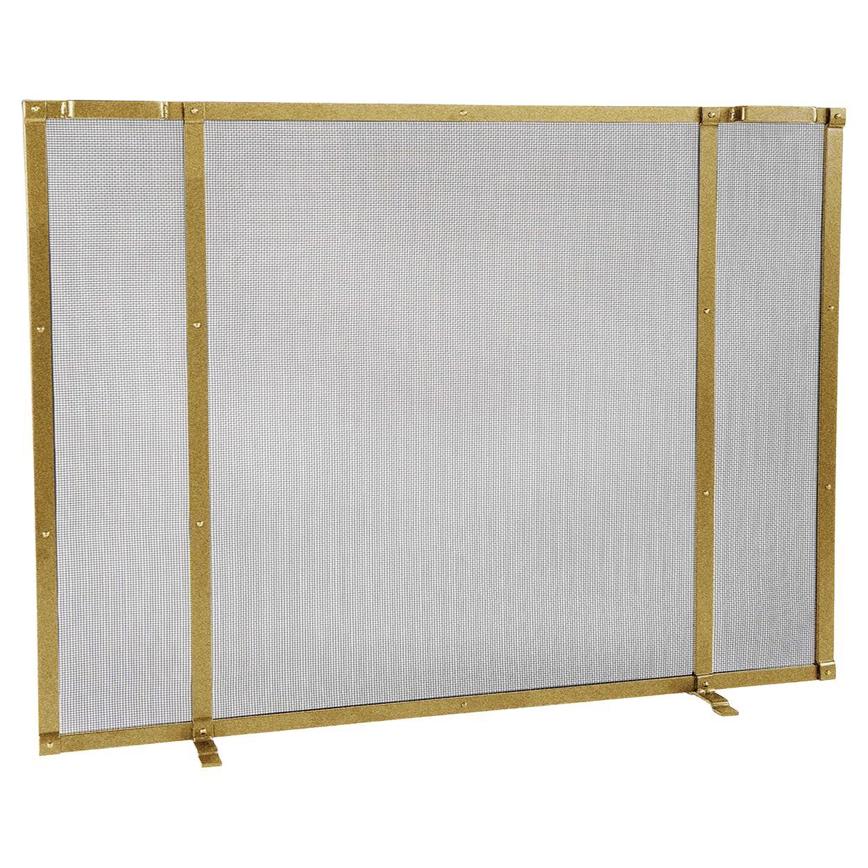 Gunnison Fireplace Screen in a Brilliant Gold Finish For Sale