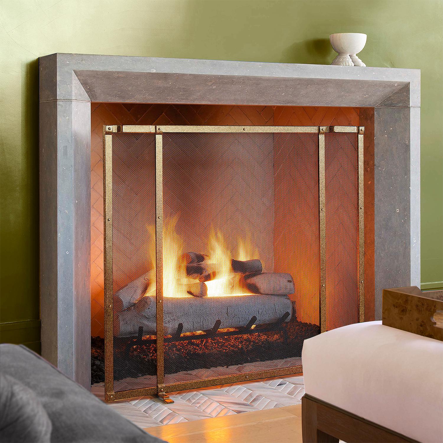 Gunnison Fireplace Screen in a Matte Black Finish In New Condition For Sale In Dallas, TX